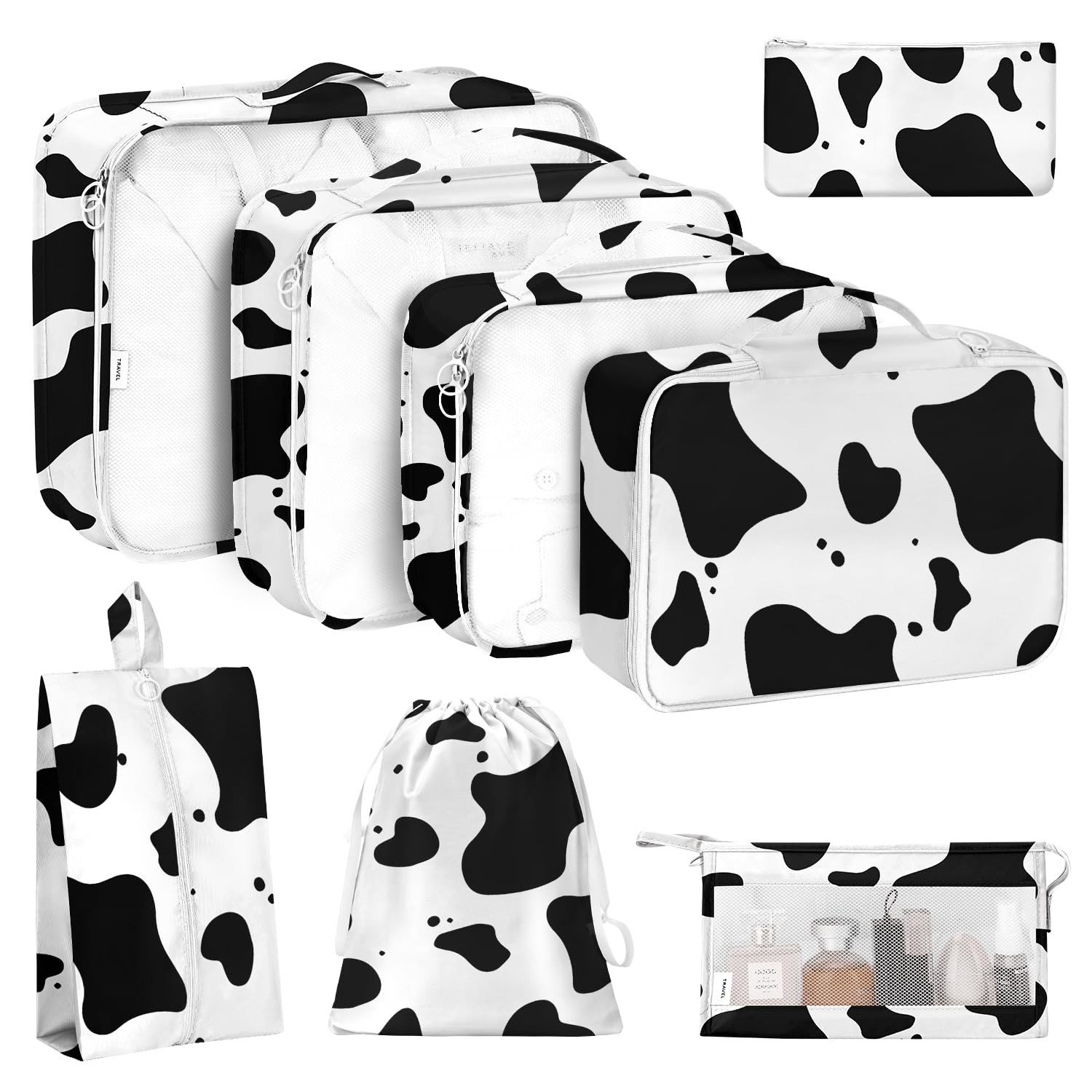 8 Set Packing Cubes for Travel, Luggage Packing Organizers Large Toiletries B...
