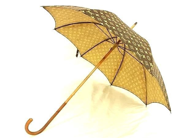 LOUIS VUITTON Monogram Wood Umbrella Parasol Brown Authentic LV Vintage RARE