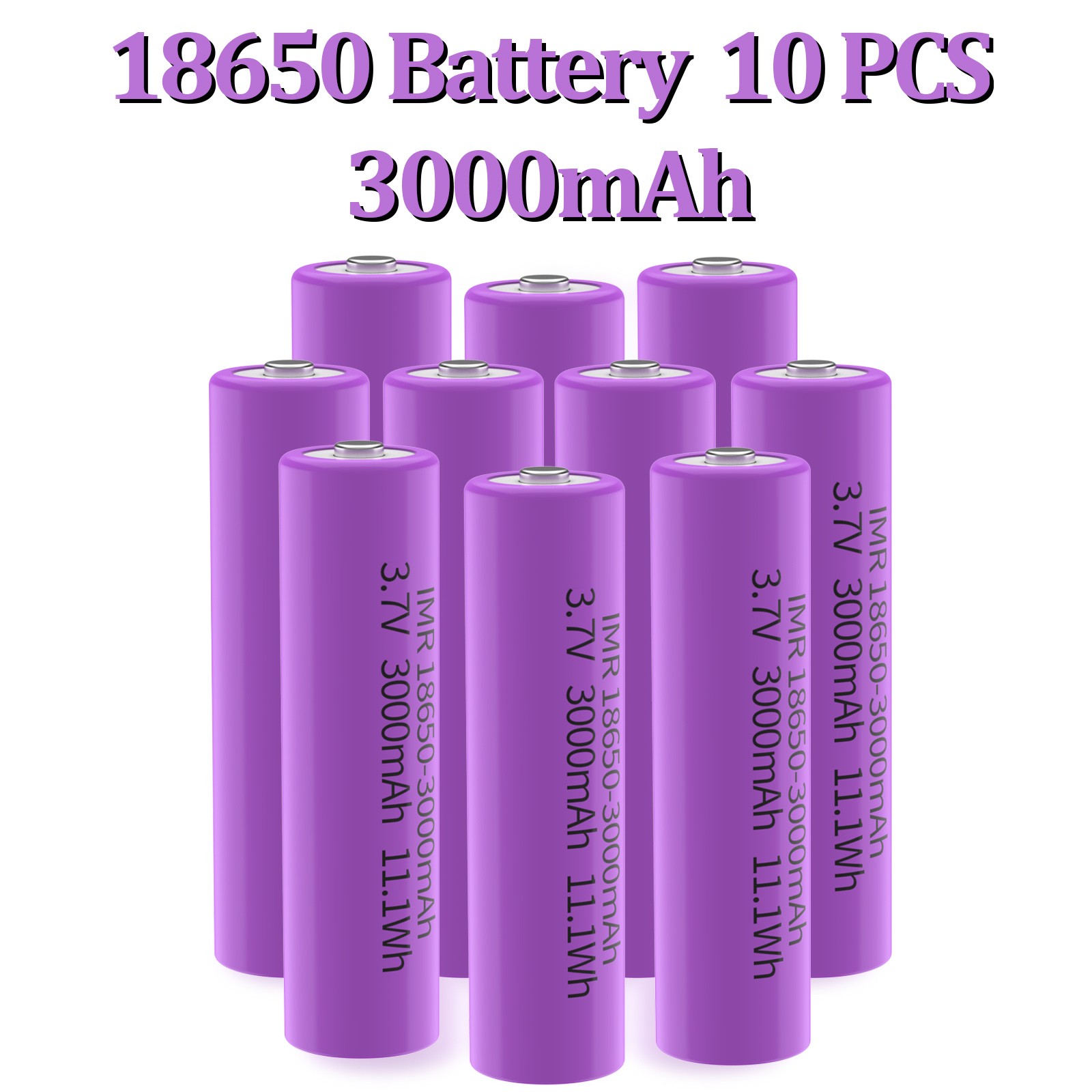 3.7V 3000mAh Li-ion Rechargeable Battery Button Top Cell For Flashlight