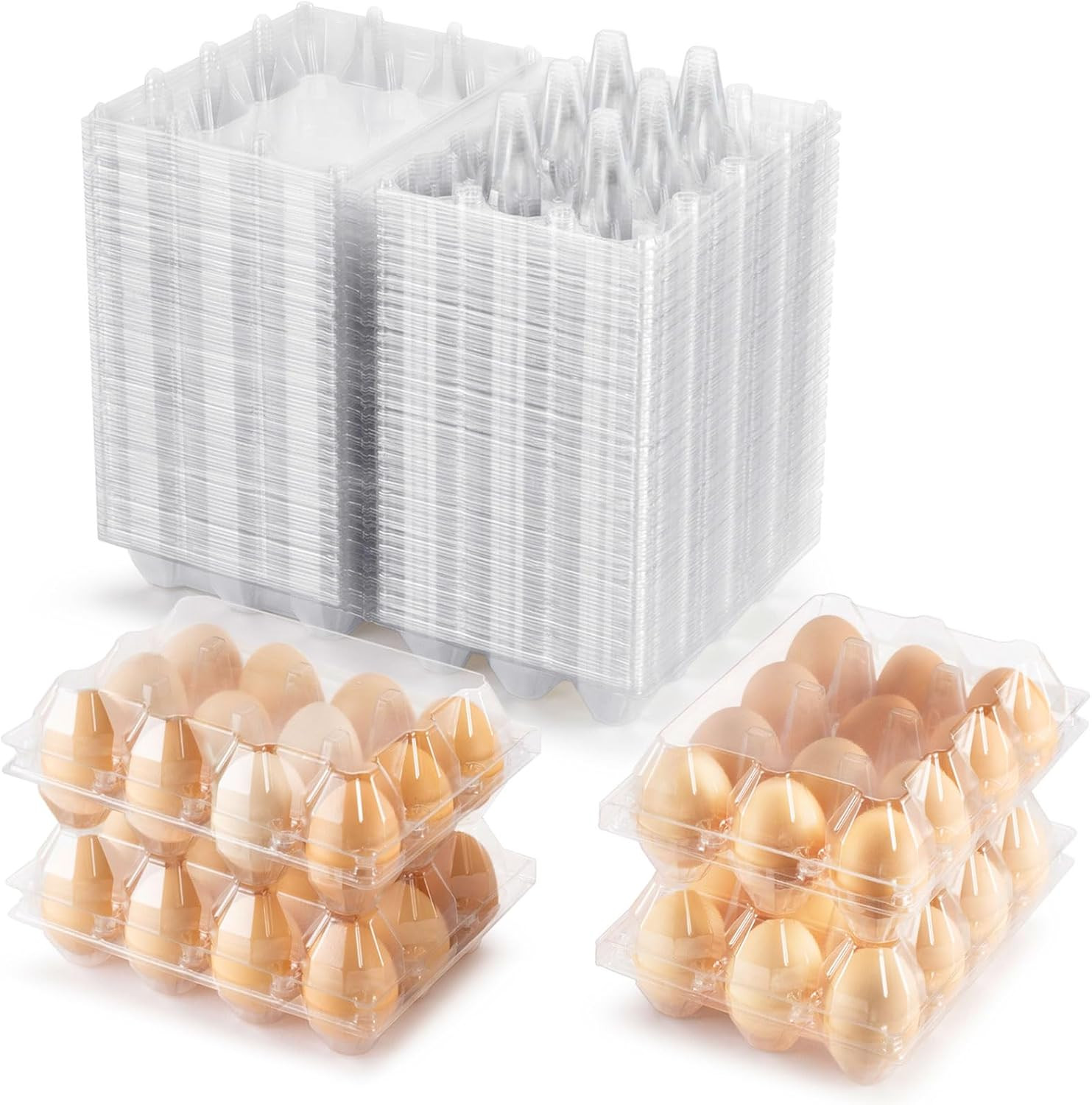 100 Packs Egg Cartons Cheap Bulk，Plastic for 12 Eggs, Clear Egg Cartons 3 * 4 Gr