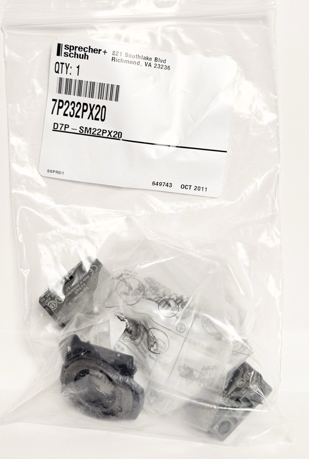 Sprecher & Schuh D7P-SM22PX20 Non-Illuminated Selector Switch