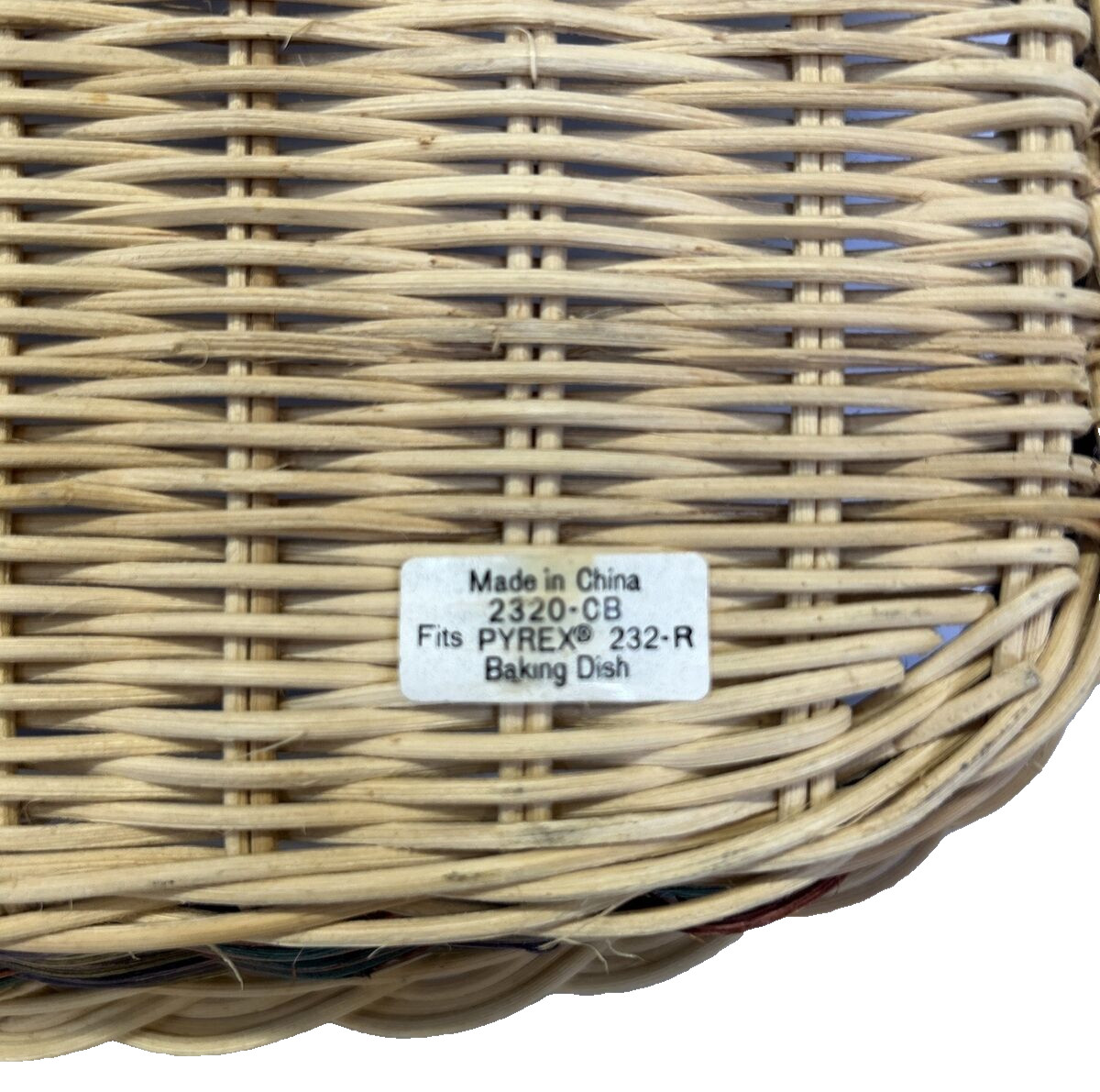 Pyrex Casserole Holders Multicolor Wicker Baskets Wall Decor Boho lot of 2