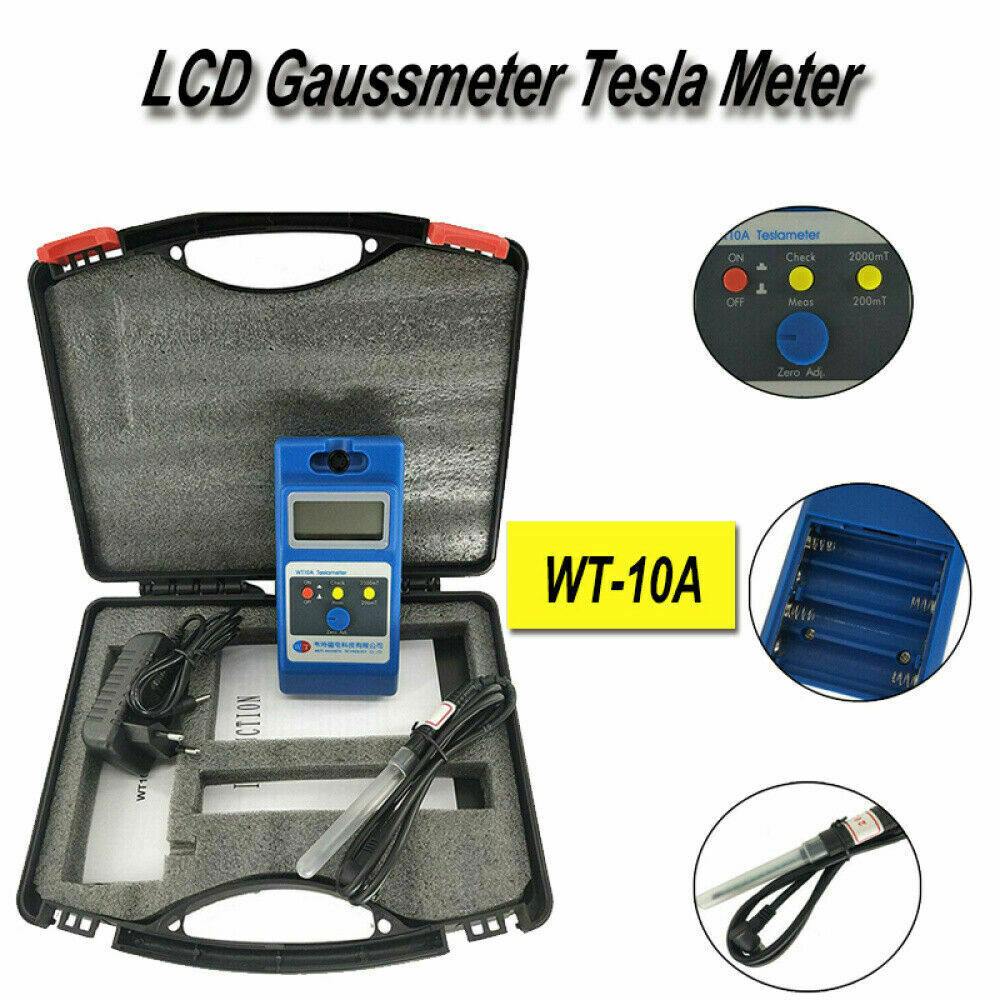 Gaussmeter Tesla Meter w/Ns Magnetic Field Fluxmeter Surface Instrument Portable