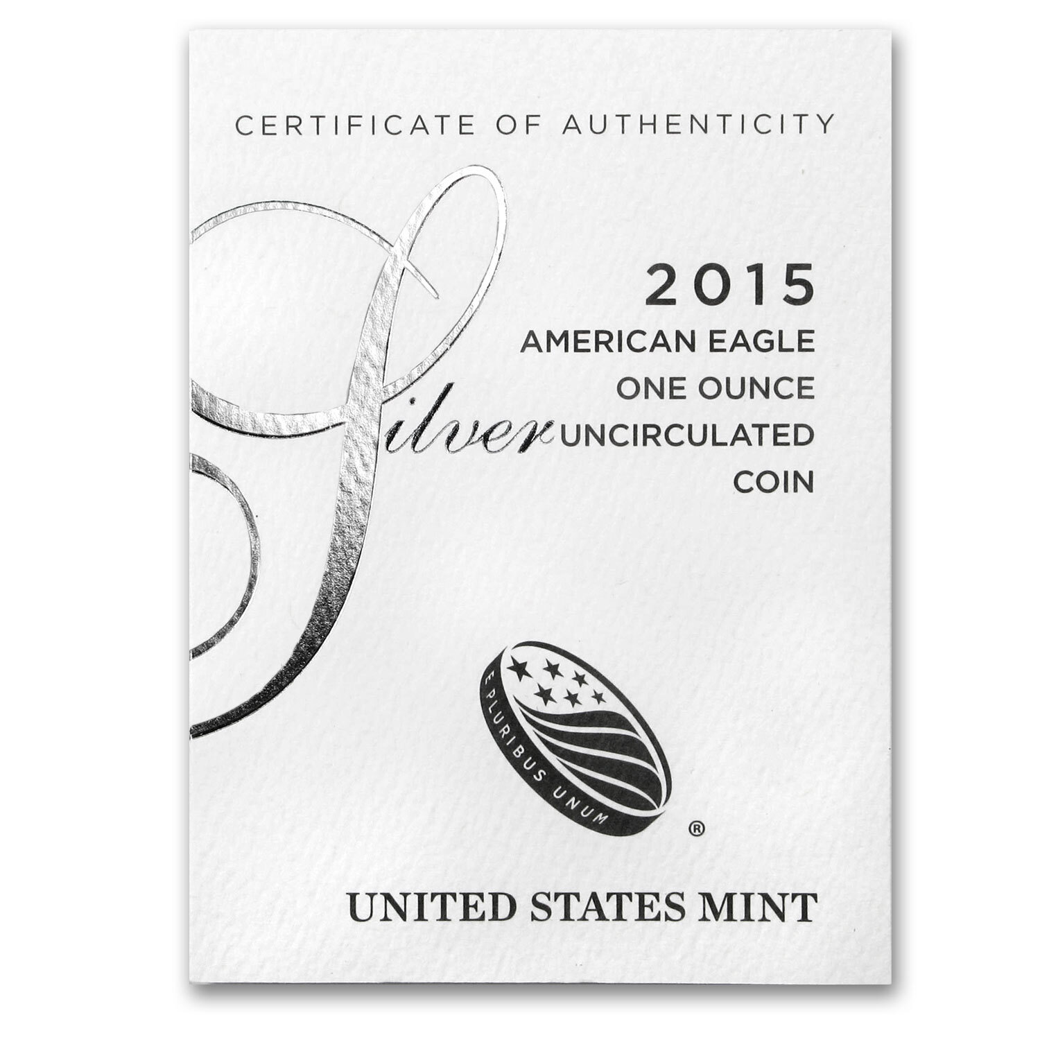 2015-W Burnished Silver American Eagle (w/Box & COA) - SKU #88641