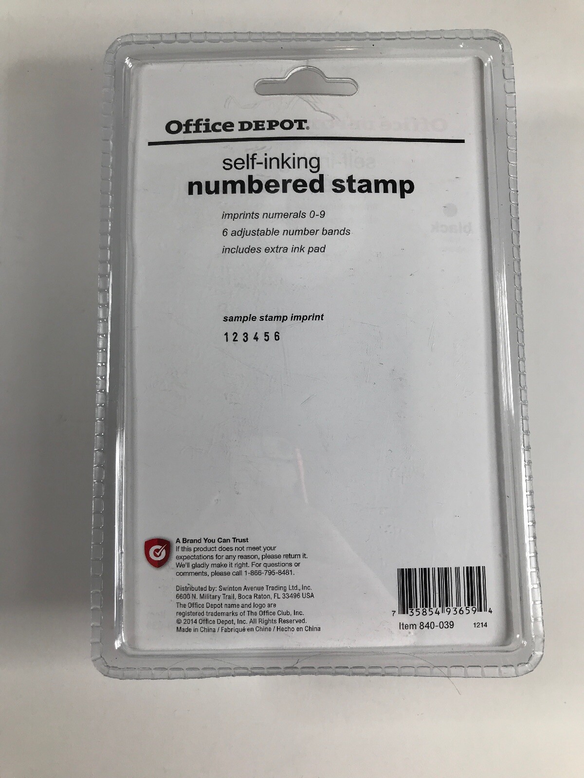 office depot self-inking numbered stamp black