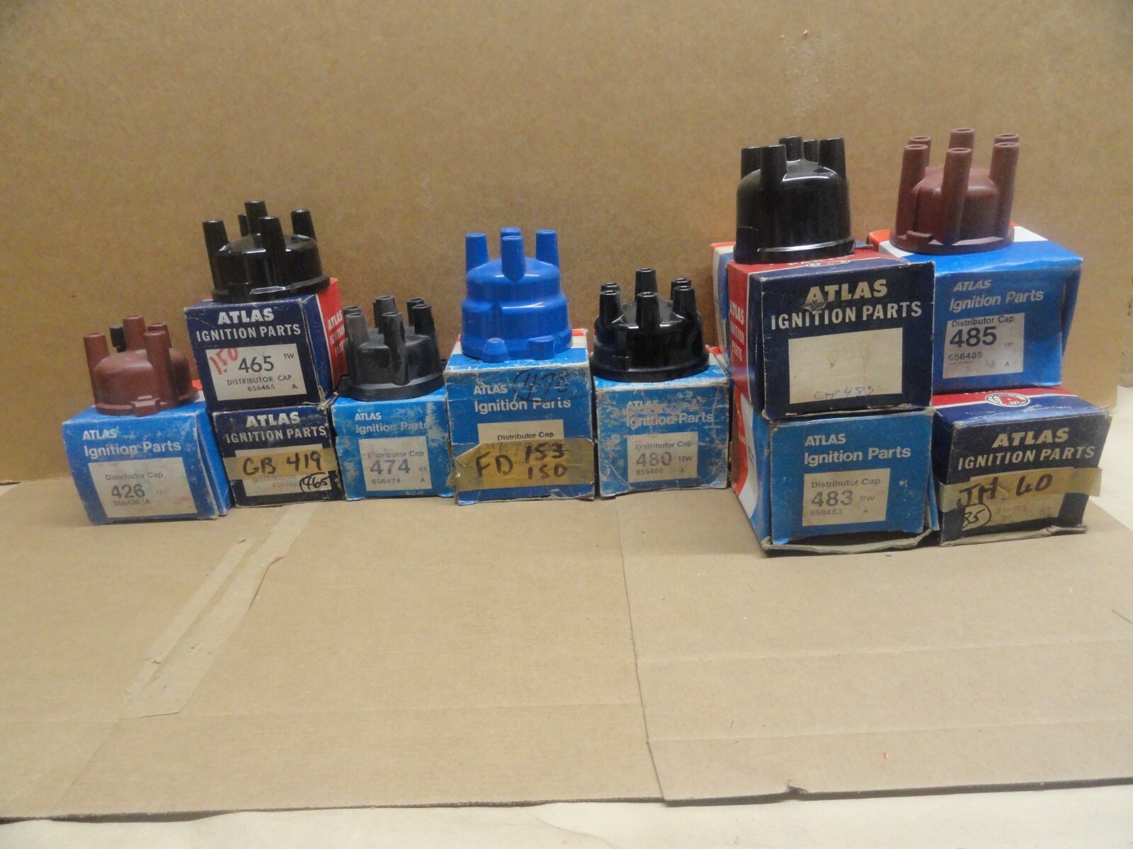 NORS ATLAS (13) Distributor Caps #'s 420's/480's NEW old stock BONUS 2 others
