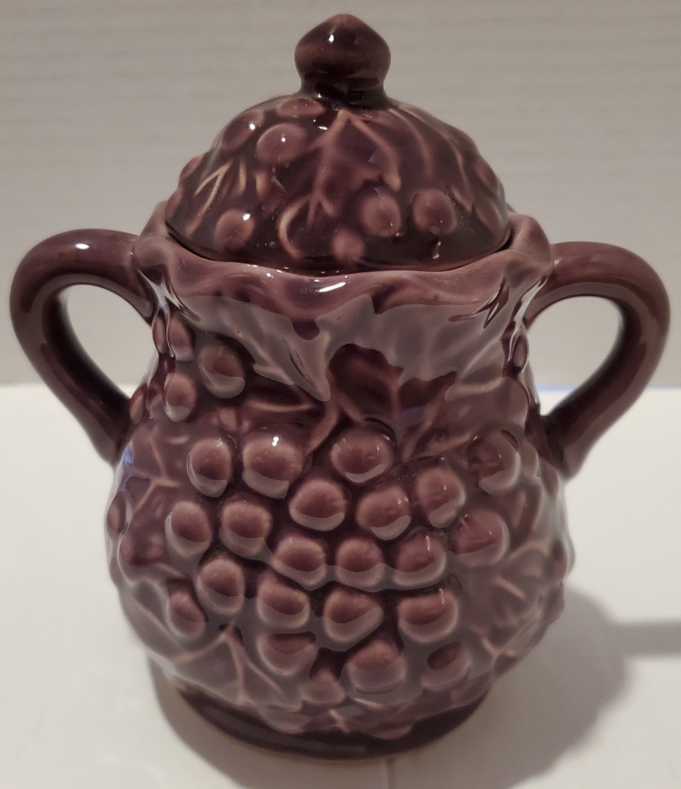 Vintage Purple Grapes Lidded Sugar Bowl