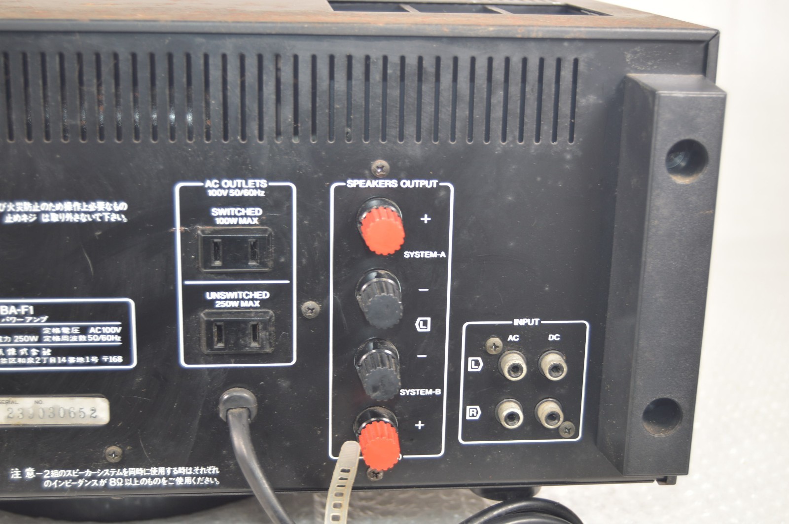 SANSUI BA-F1 Stereo Power Amplifier AC100V Good Condition Working