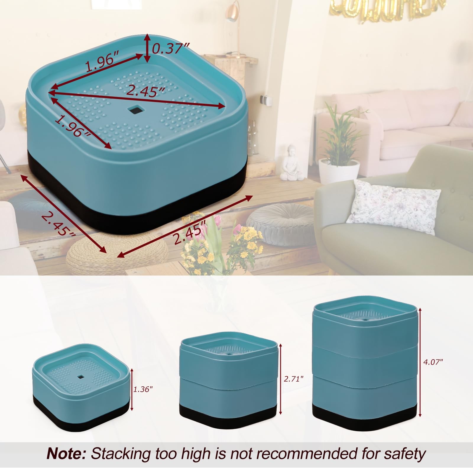 12 Pack Furniture Risers, Adjustable Bed Risers Heavy Duty Stackable Bed Raiser