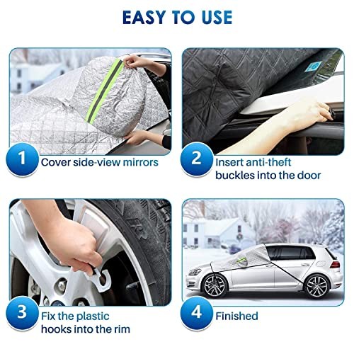 Windshield Cover for Ice and Snow, Car Windshield Snow Cover 4-Layer Silver