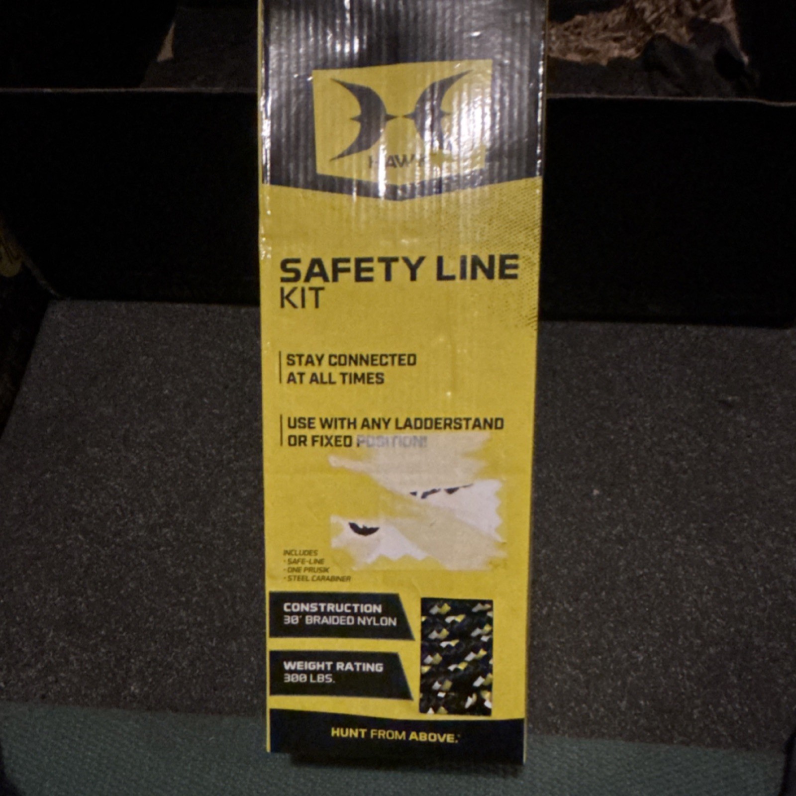 Hawk Safety Line Kit HWK-HA588 30ft Nylon Steel 300 lbs w/ Prusik Carabiner