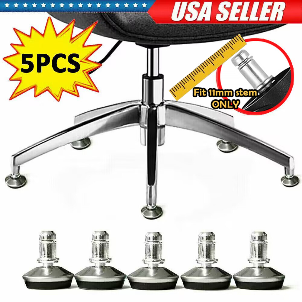 5PCS Office Chair Bell Glides Replacement Swivel Caster Wheels to Fixed Castors