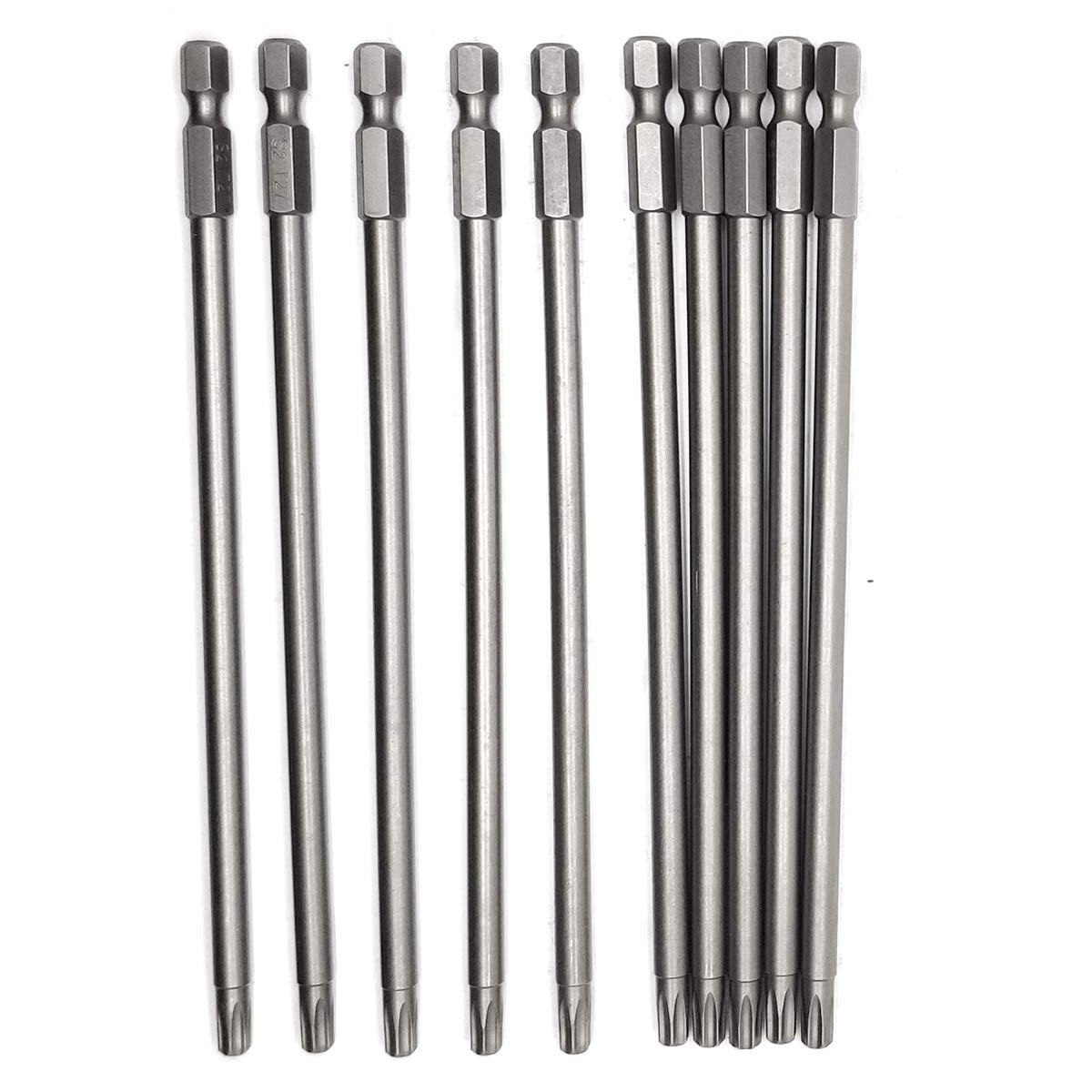10PCS 6"/150mm T27 Torx Head Screwdriver Bit Set, 1/4 Inch Hex Shank with Qui...