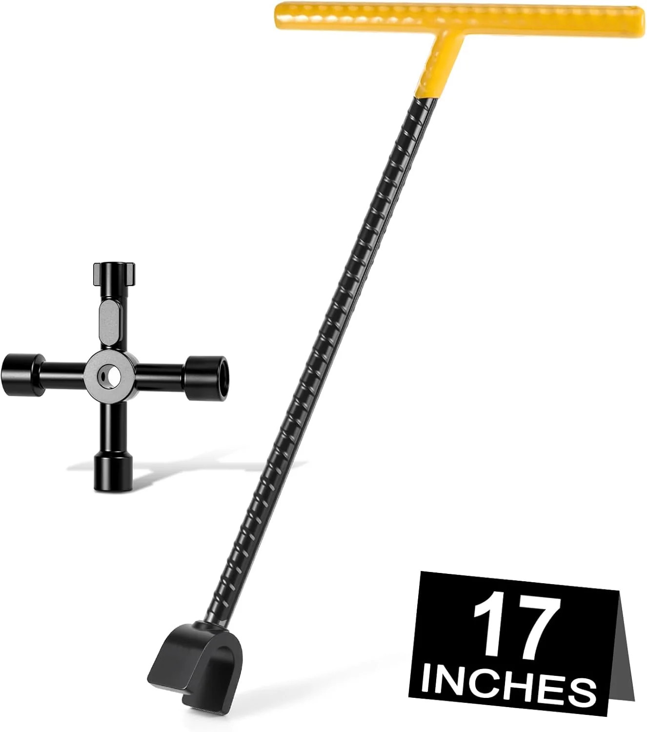 3rd Gen 17 Inches Water Meter Key with 4-Way Utility Key - Reinforced Rebar Stee
