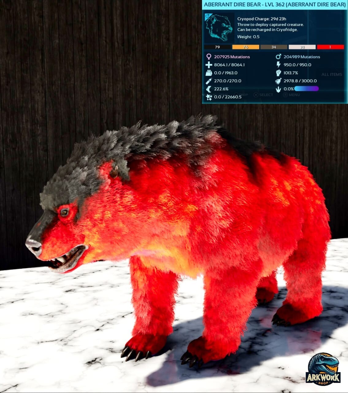 🦖ARK Survival Ascended Aberrant DireBear Top Stats PVE PS5/XBOX/PC
