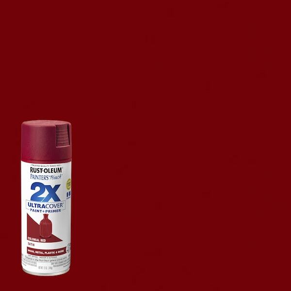 Rust-Oleum Spray Paint, Colonial Red, Satin, 12 oz 334063