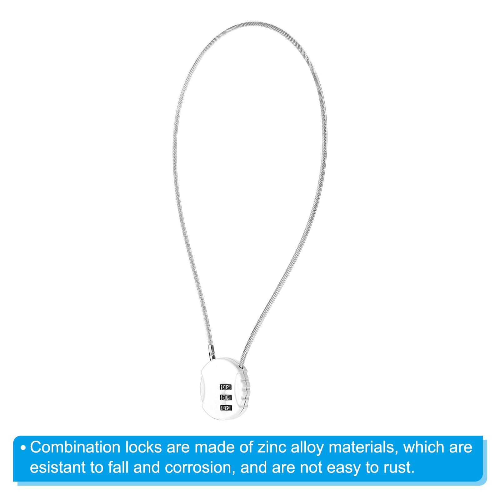 Small Combination Block 19.6", 2pcs 3 Digit Luggage Lock, White