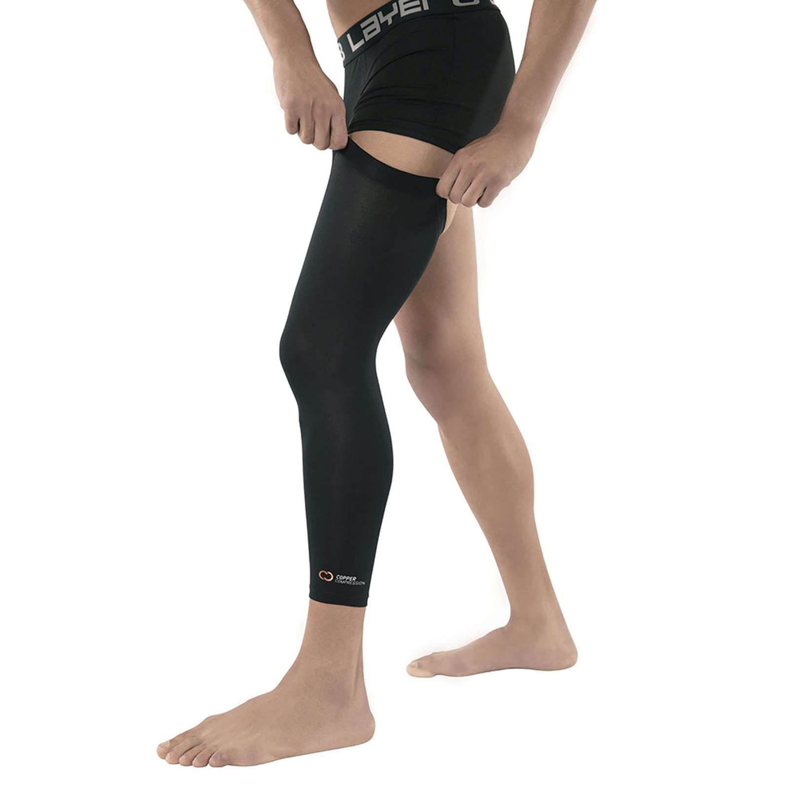 Copper Compression Leg Sleeve - Infused Knee Large, Black