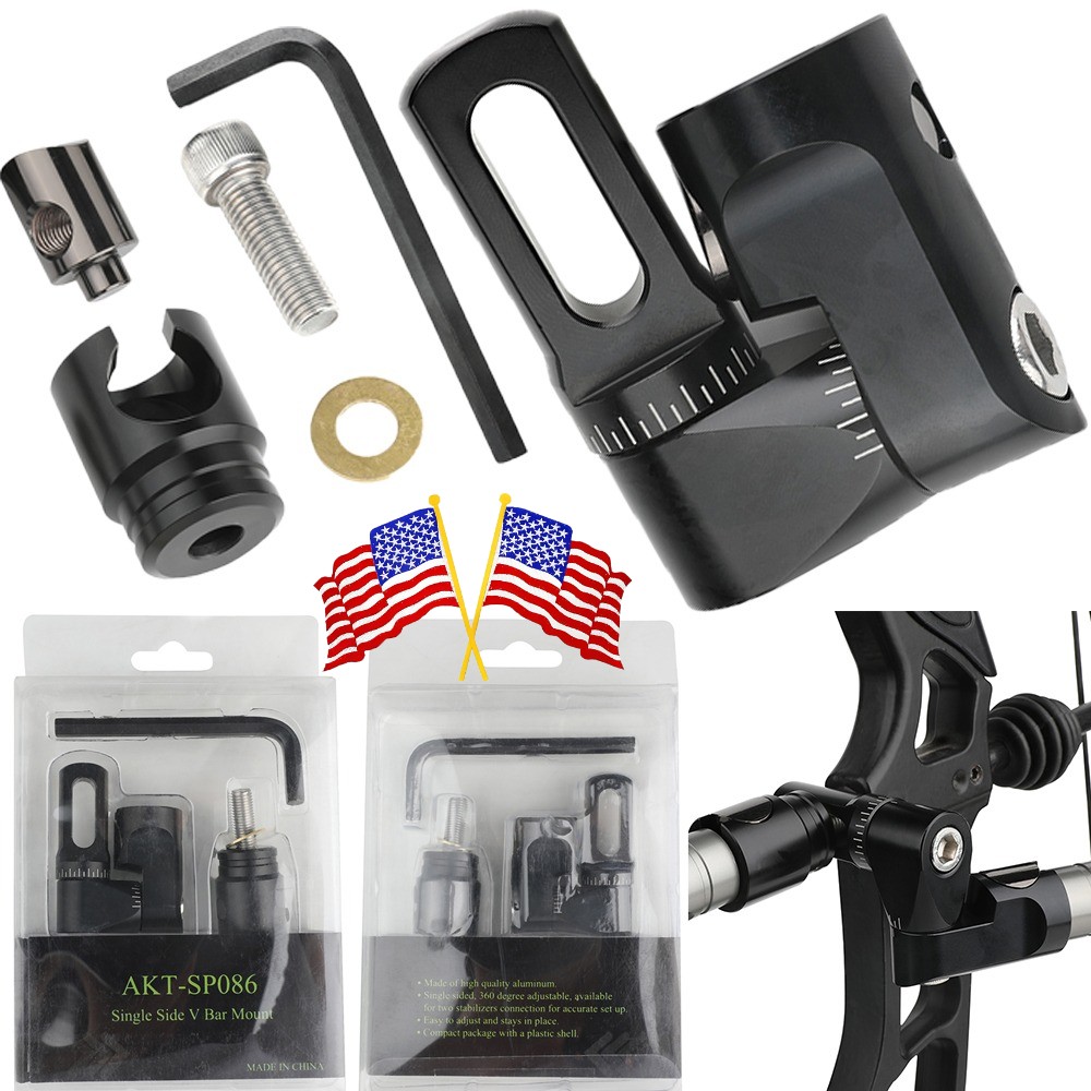 Archery Aluminum Single Side V-Bar Adjustable CompoundBow Stabilizer Shooting US