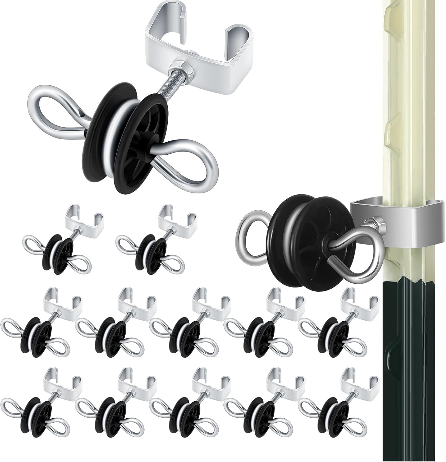 12 Pcs Electric Fence Gate Handles T Post Gate Handle Anchors Double Hook 2 Ring