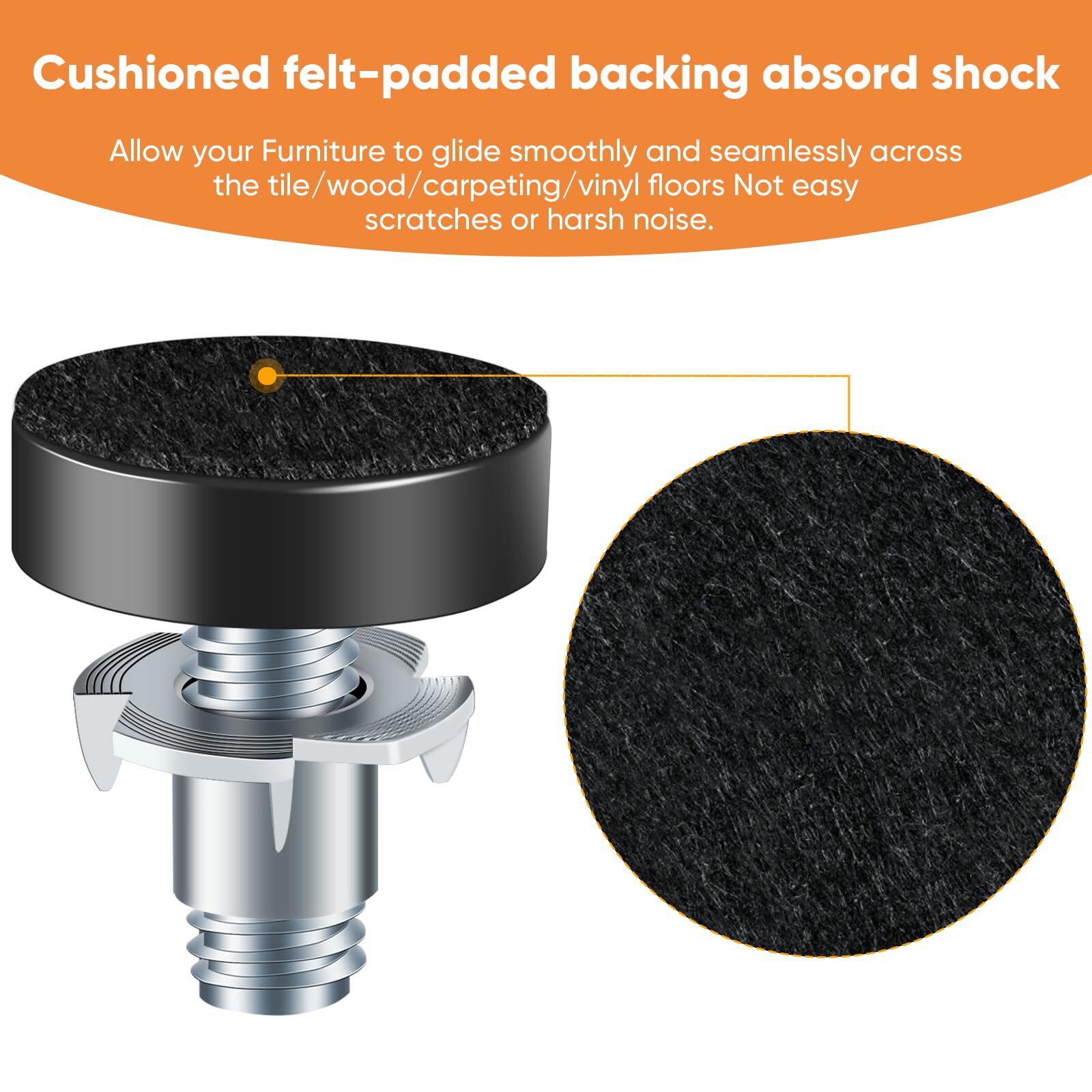 16 PCS M8 Thread Furniture Feet LevelersAdjustable Furniture feetThread Adjus...