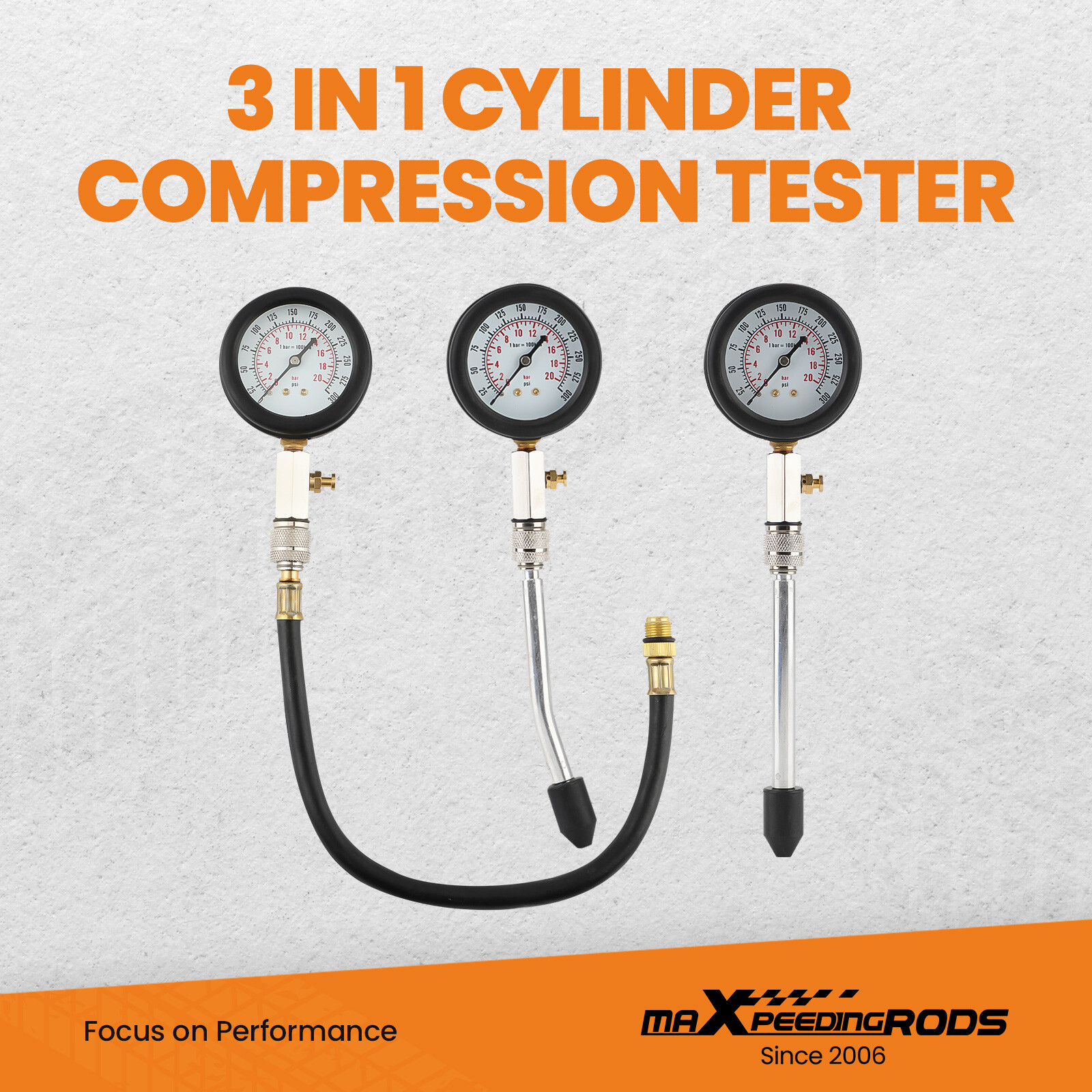 Spark Plug Cylinder Compression Tester Test Kit Measuring Tool