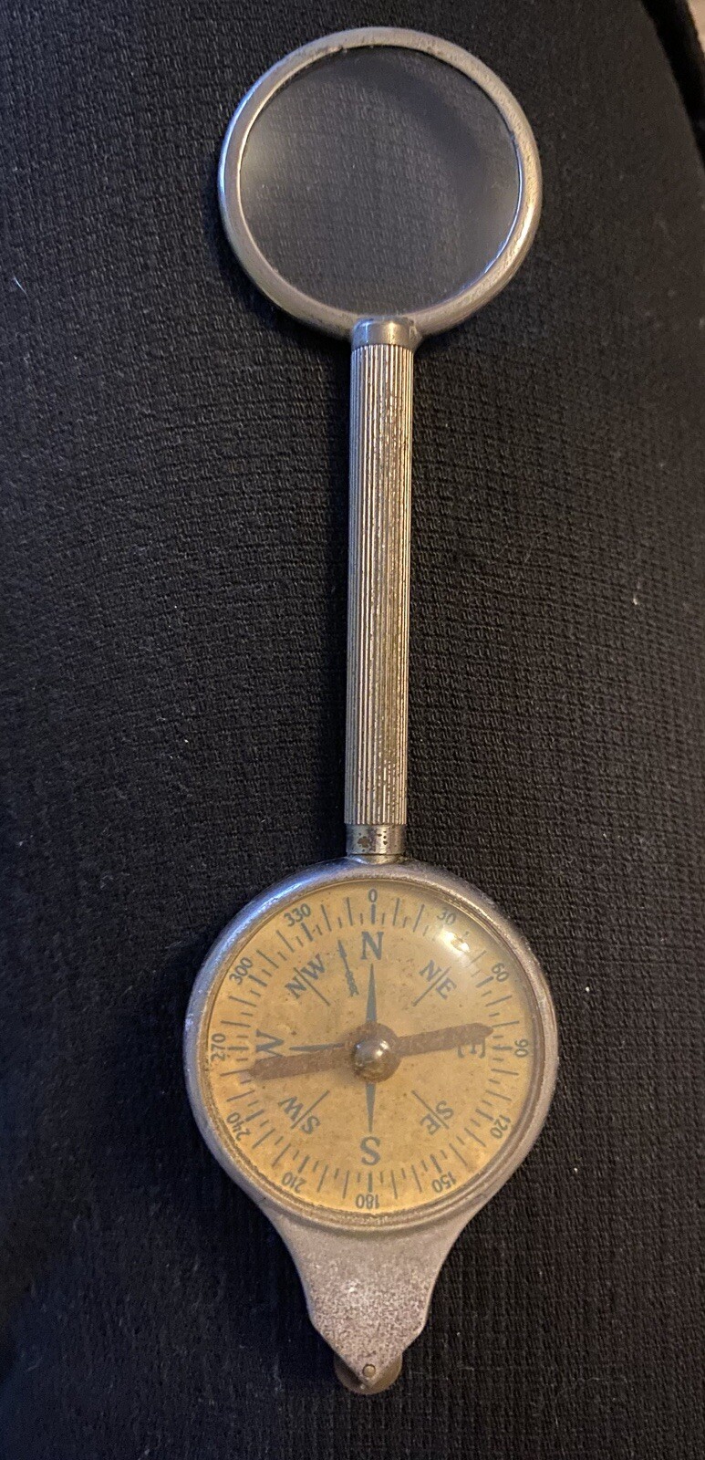 Vintage Map Range Measurer Opsiometer Reader Compass & Magnifier All in One Tool