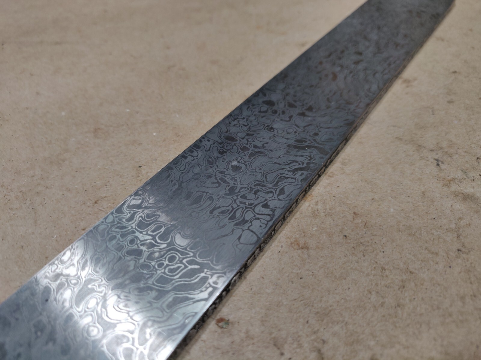 Custom Damascus Steel Pattern, 10" X 1-3/8" X 3/16", Free Shipping