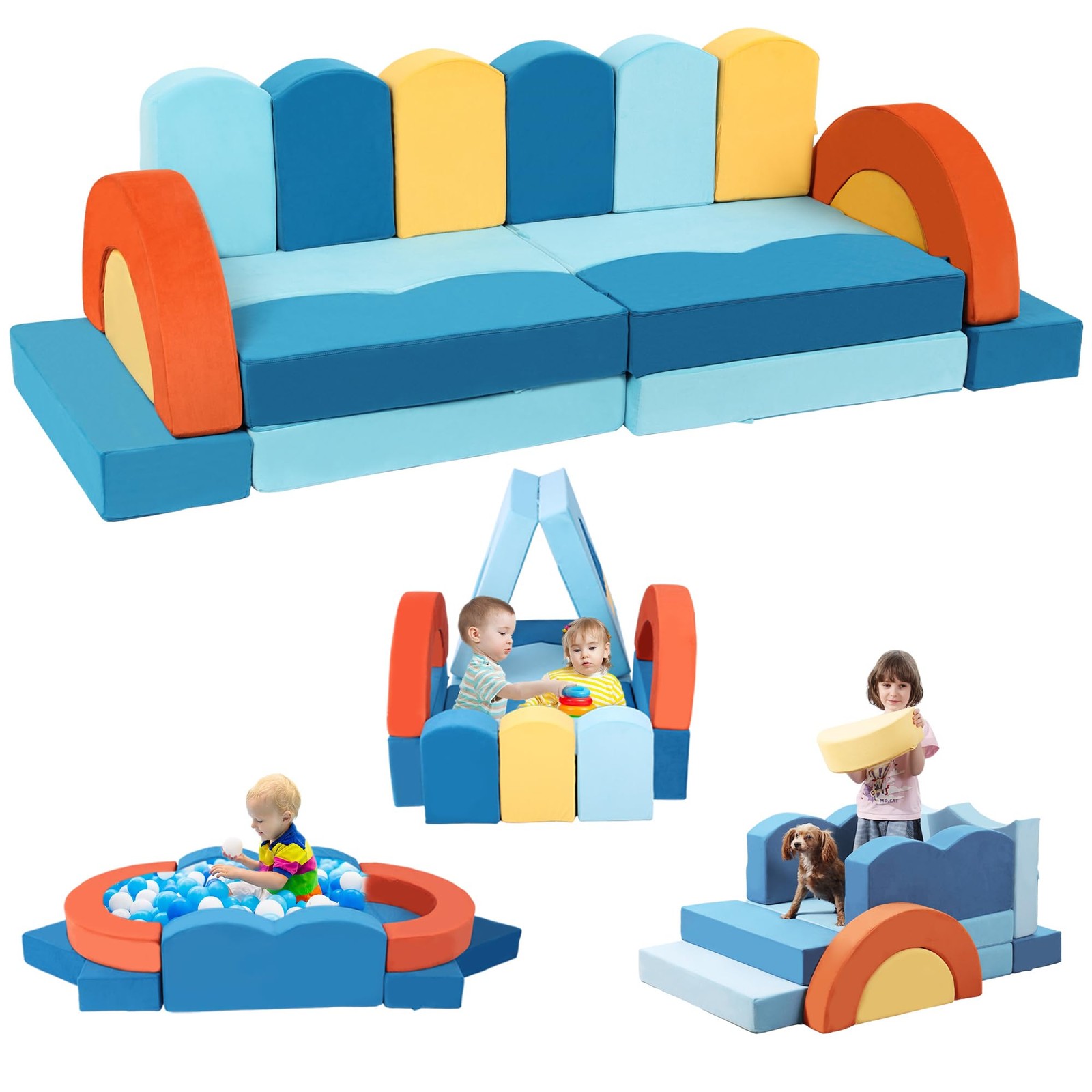 22Pcs Modular Play Couch for - Sofa Bed for Playroom, Convertible Furniture O...