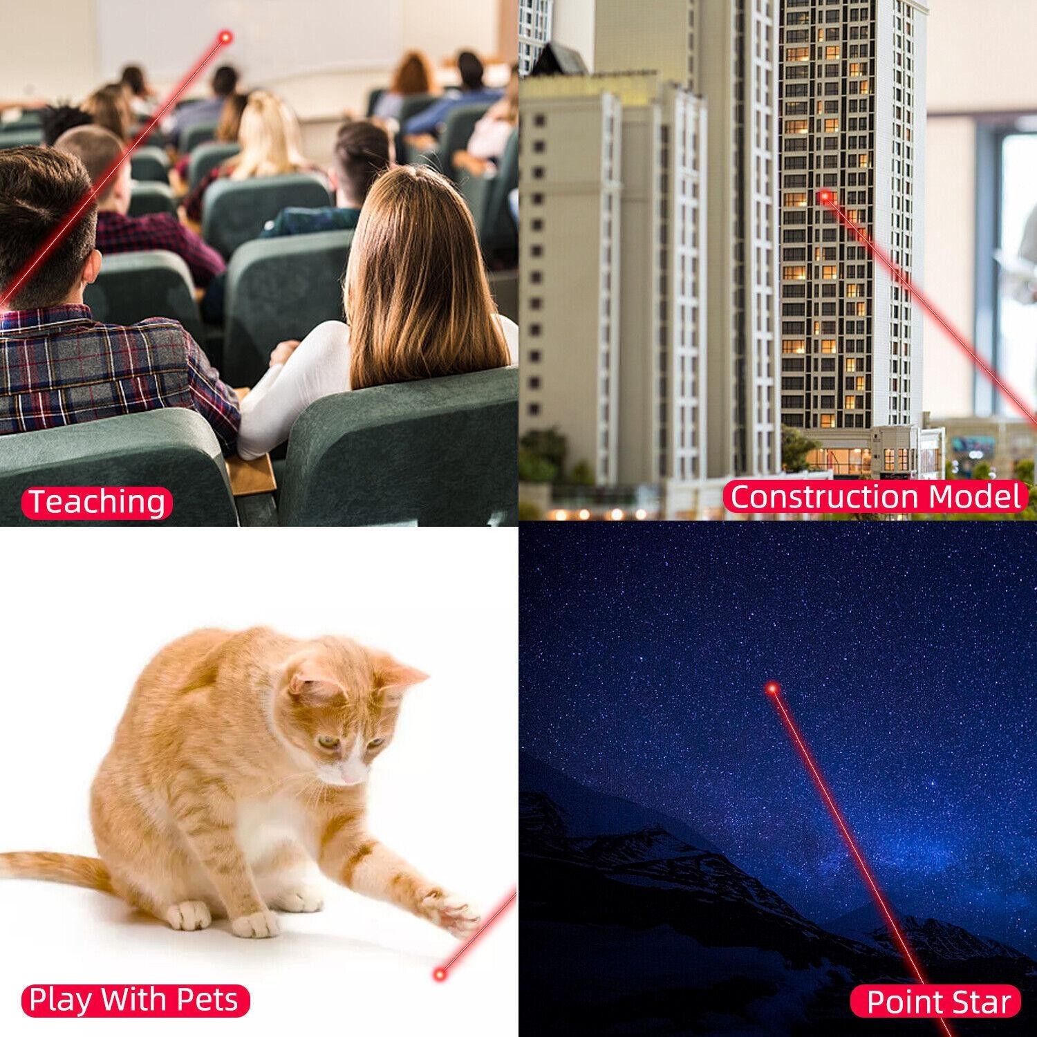 Rechargeable Flashlight Red LaserPointer Adjustable Focus Cat Toy Teacher