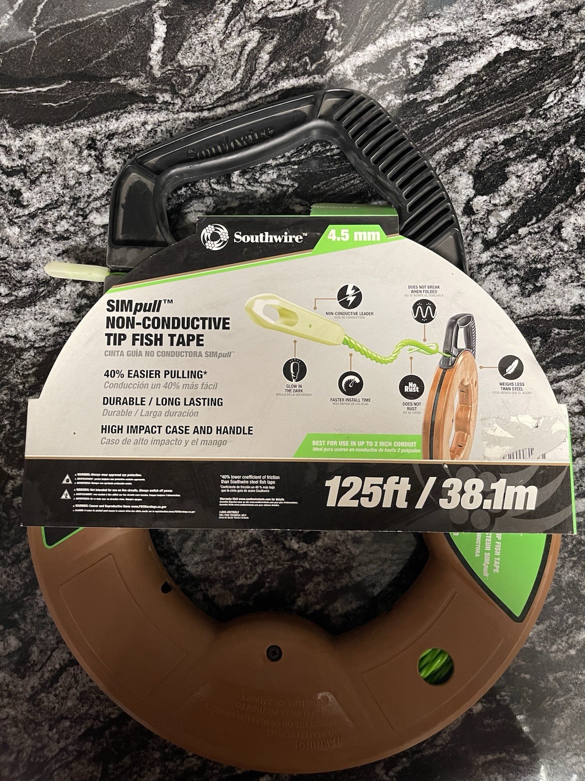 Southwire FTSP45-125NCT Simpull Electrical Fish Tape with Non-Conductive Tip...