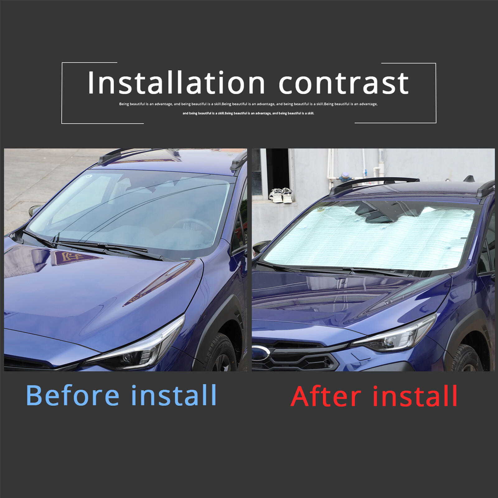 For Subaru Crosstrek 24+ Foldable Car Front Windshield Sun Shade Visor UV Block