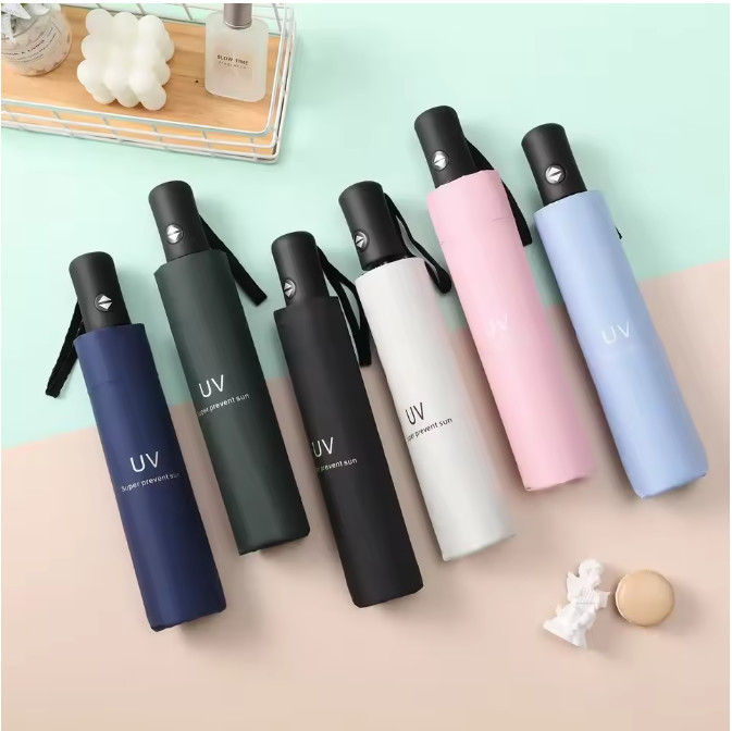 MenWomen Automatic Umbrella Anti-UV Sun/Rain Windproof 3Folding Compact Umbrella