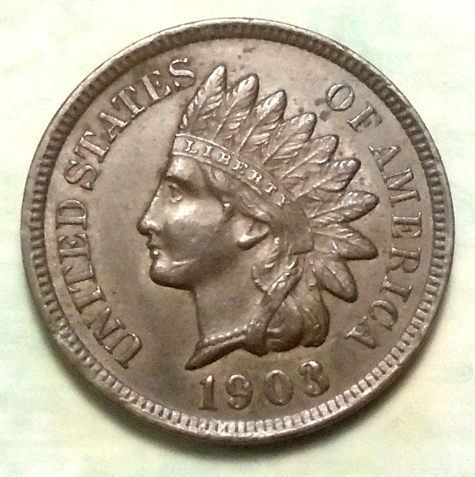 1903 Indian Head Cent AU+ CHOICE ABOUT UNCIRCULATED Brown 4Ds LUSTER Low 85 MiLL