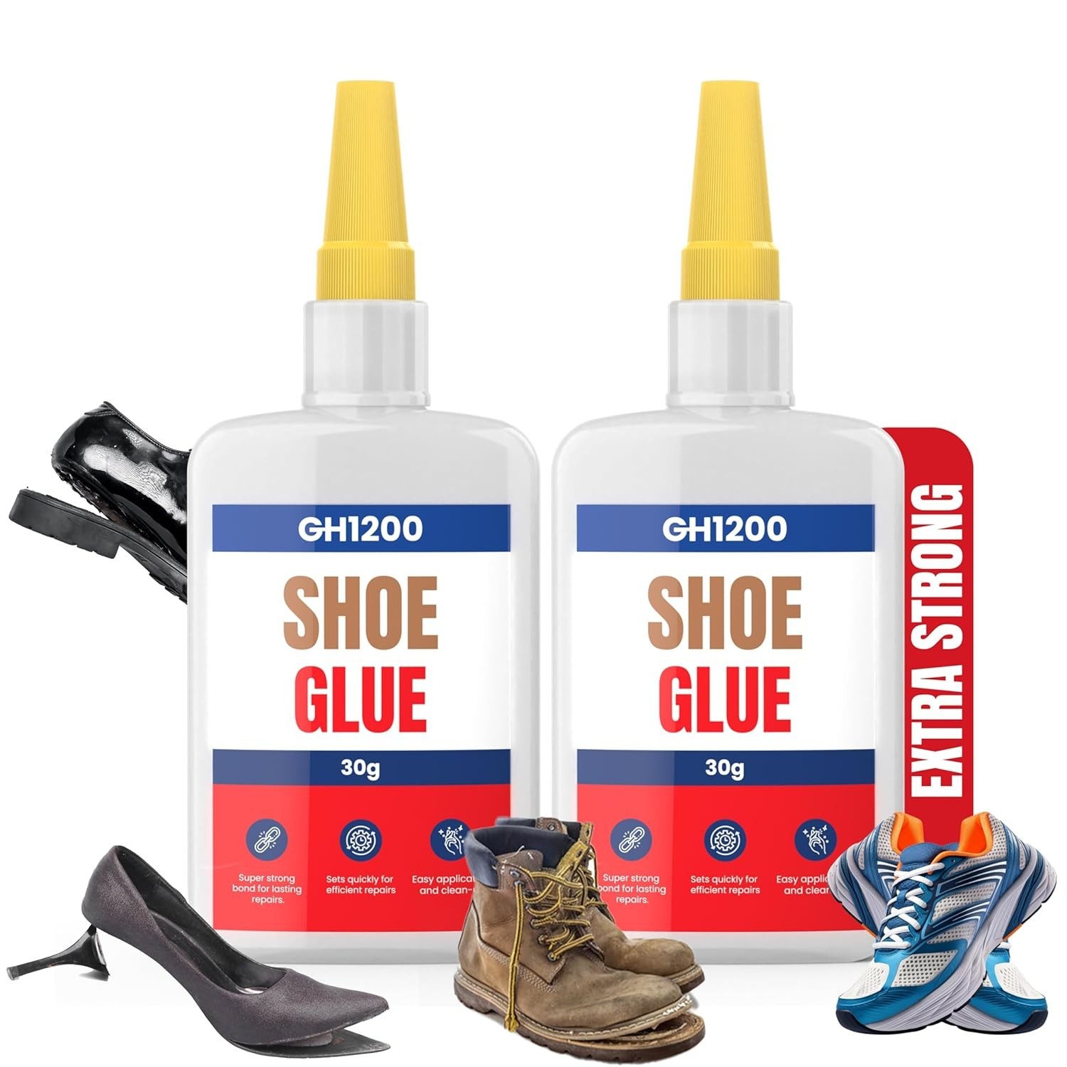 Pegamento para zapatos de 30 g x 2 piezas, resistente, de secado transparente y