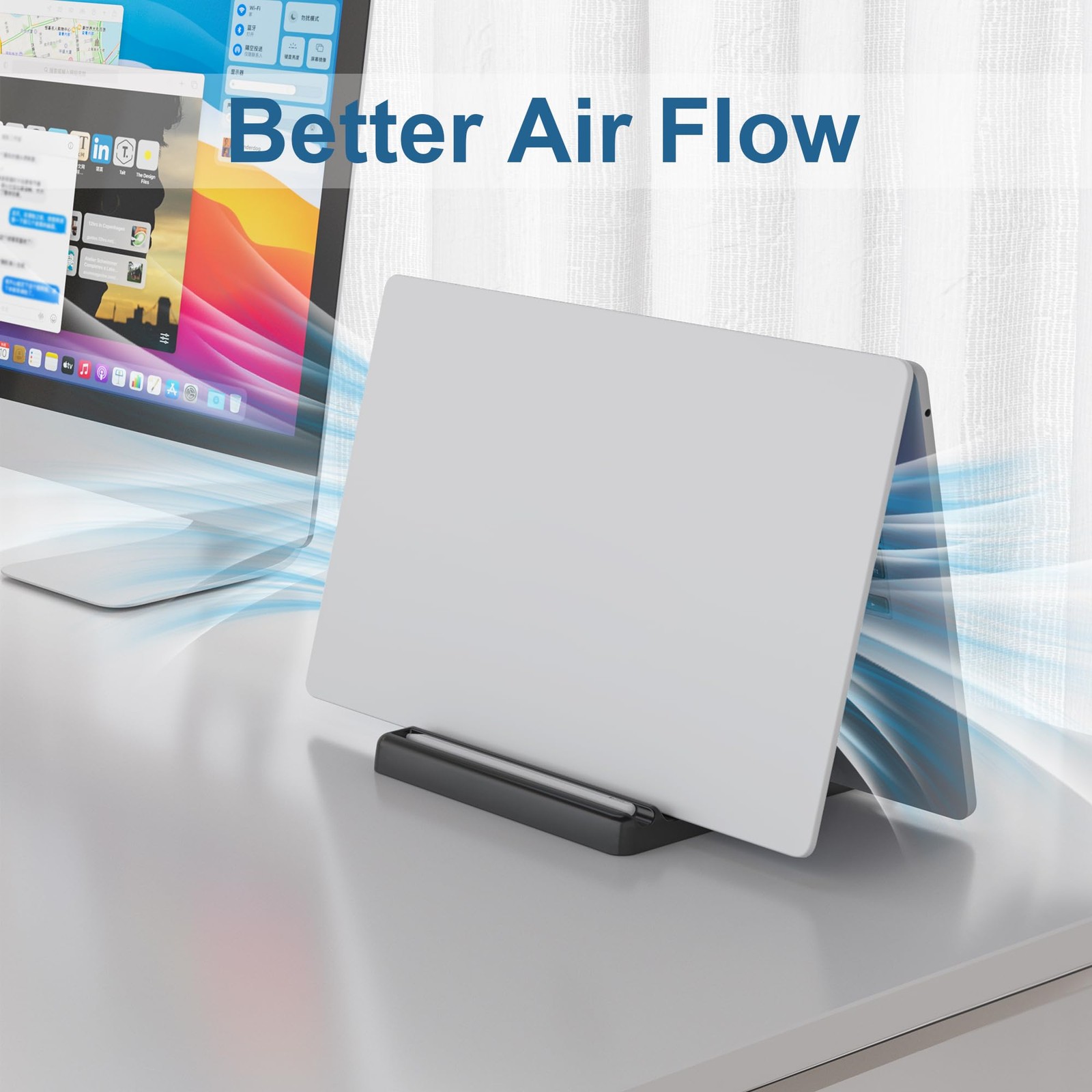 Vertical Laptop Stand Holder - Adjustable ABS Plastic Black-1 Slot Version