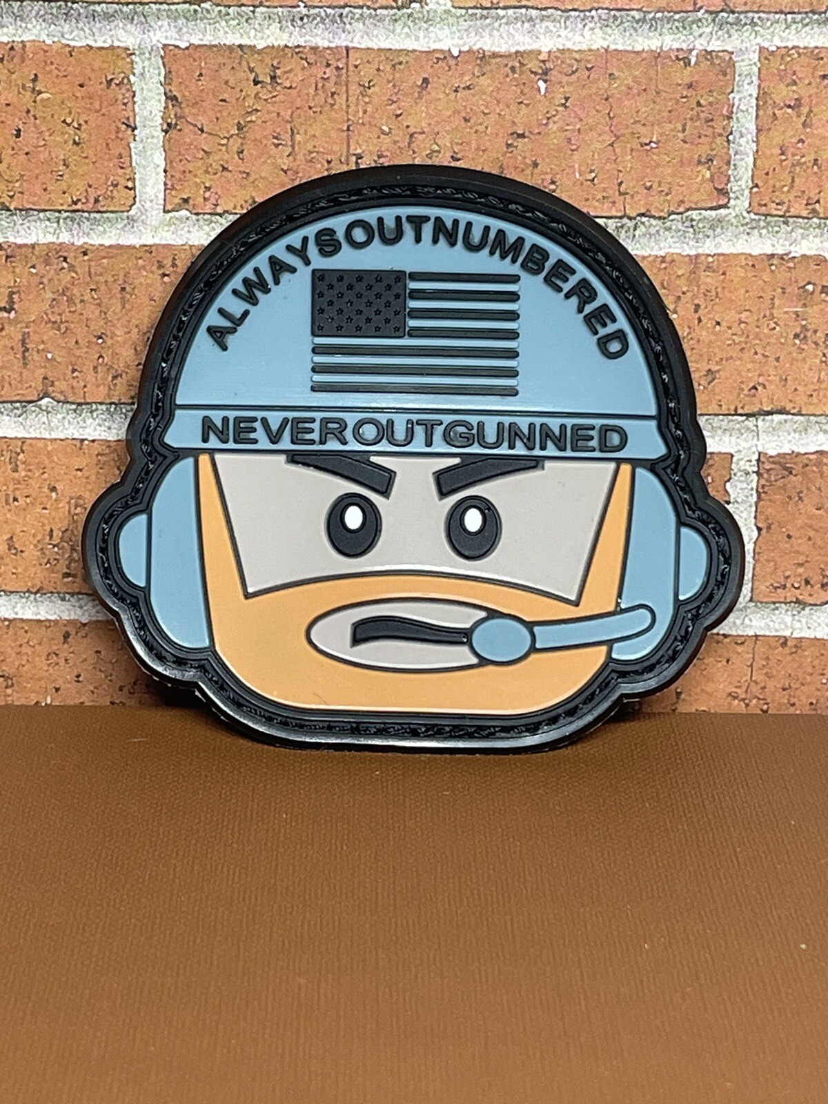 Tactical Morale Patch - PVC Never Out Gunned Operator Patch - Military Gun Patch
