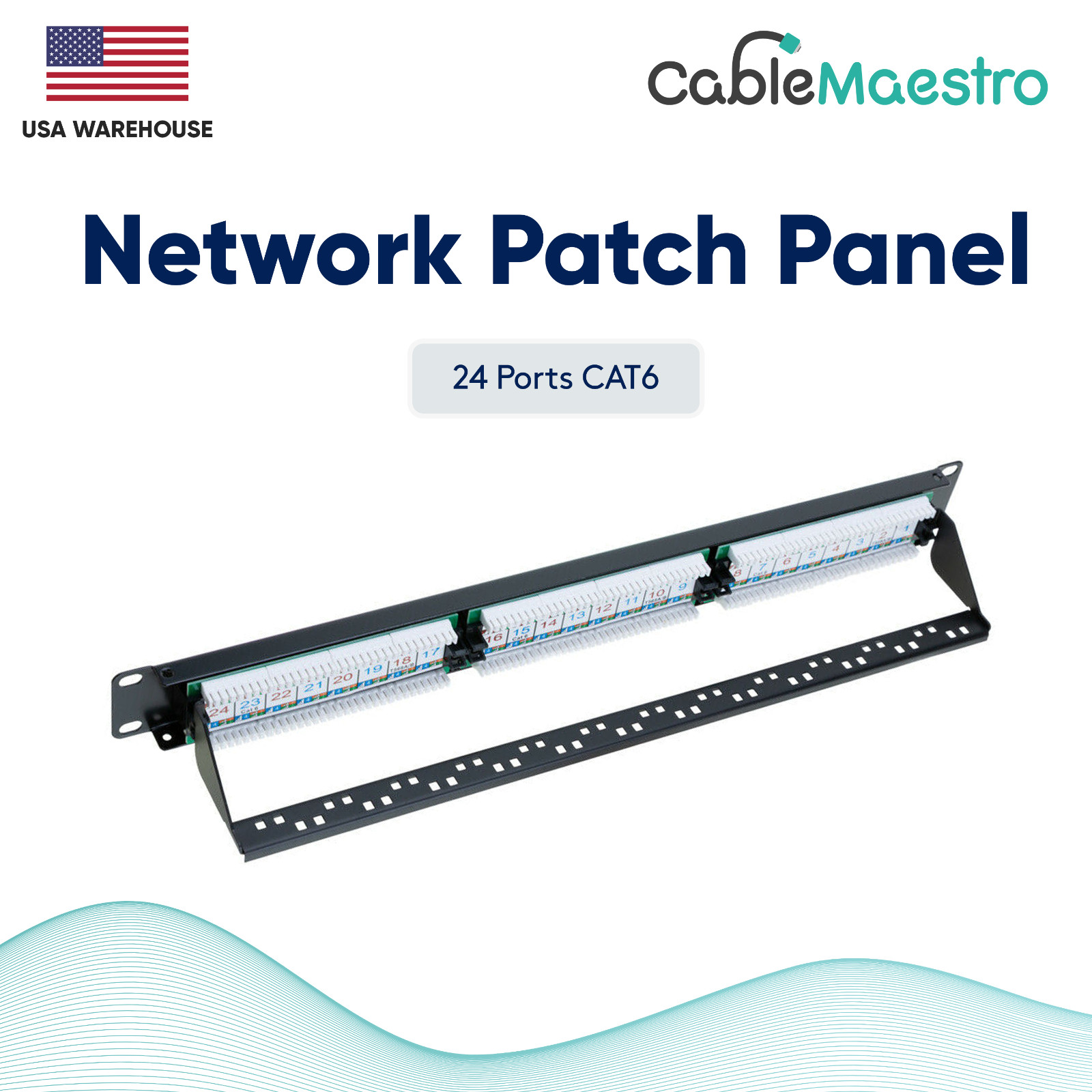 Patch Panel UTP 24 Port CAT6 RJ45 110 Network Bracket Surface Wall Mount
