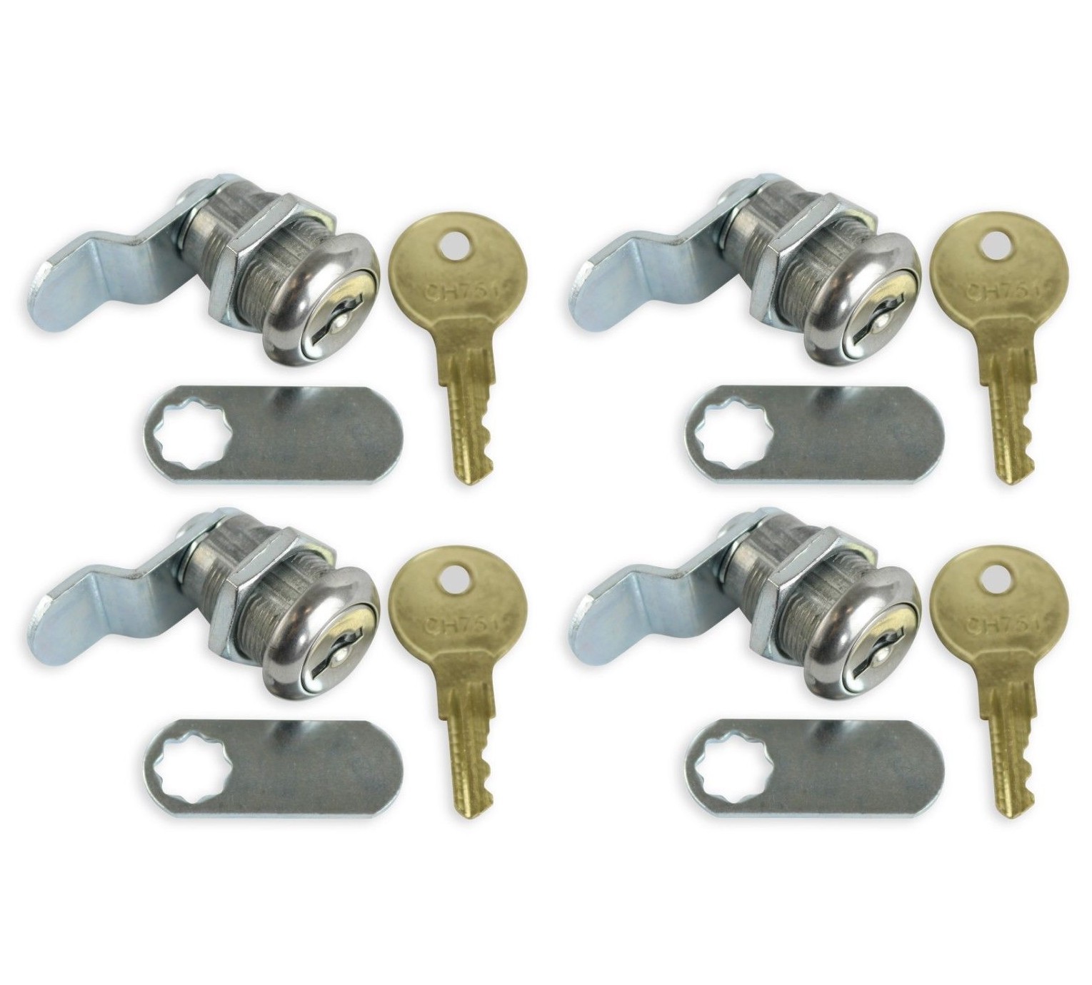 RV Trailer Motorhome Storage Compartment Door Cam Locks 5/8" 4 pack Keyed Alike