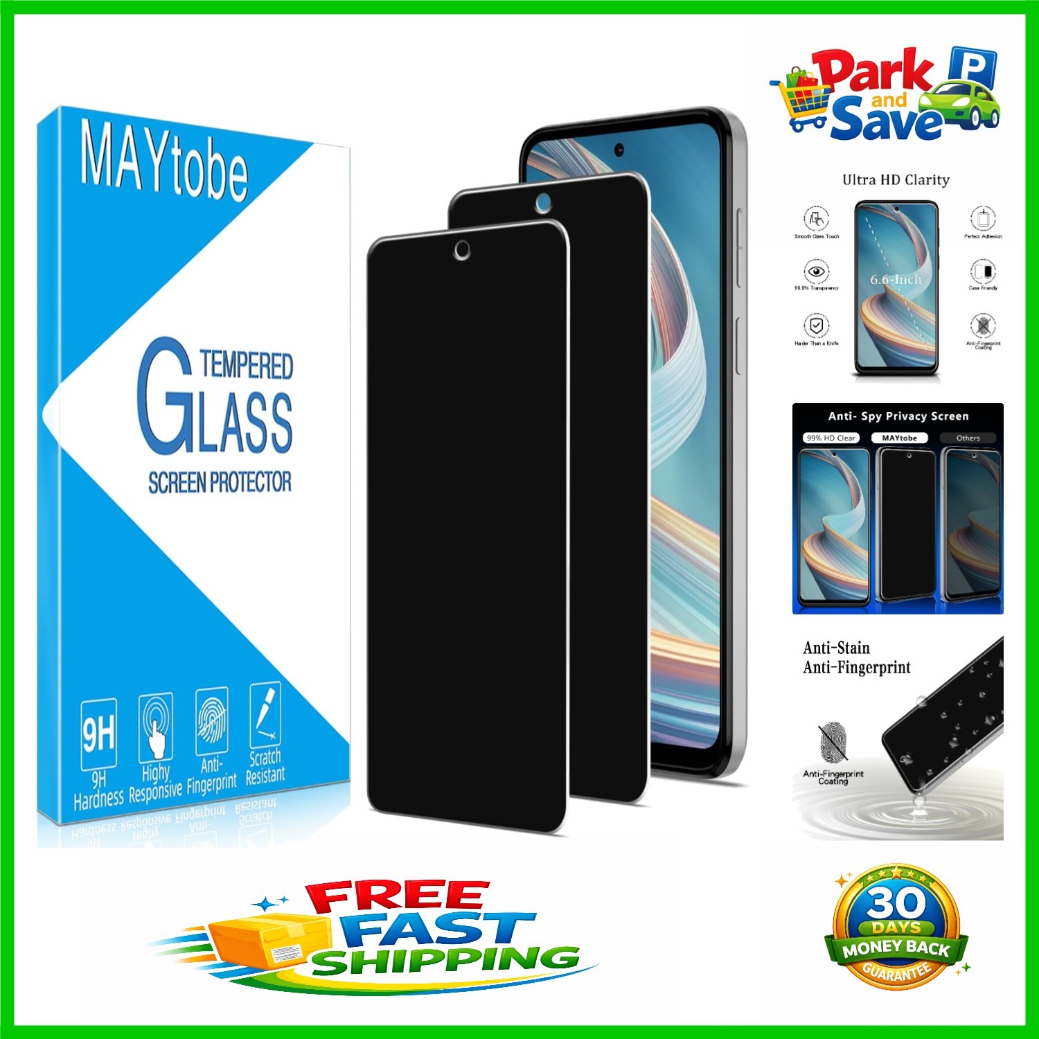 2-Pack Bubble-Free Privacy Protectors for Moto G 5G 2023 - Scratch Resistant, 9H