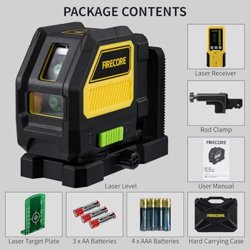 Laser Level with Receiver, Self-Leveling Cross Line Laser and Receiver Combo