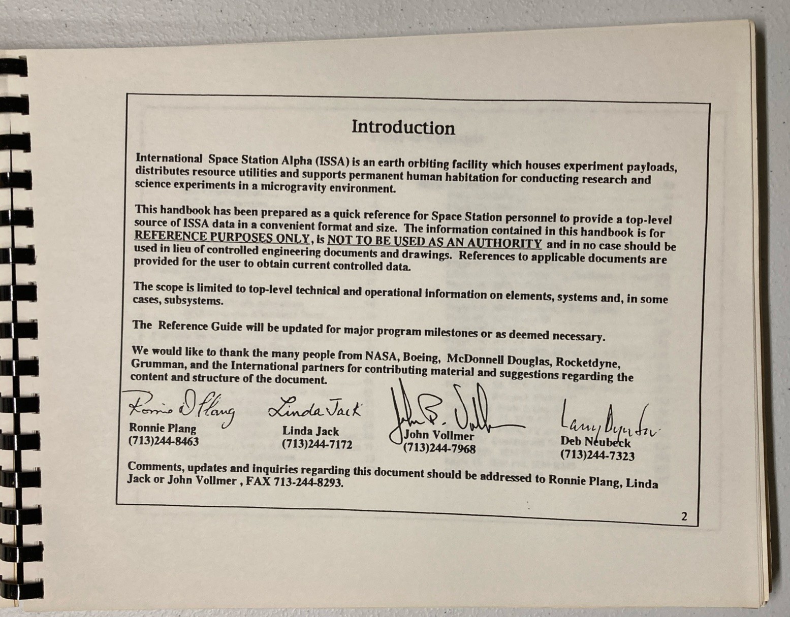 Reference Guide International Space Station Alpha 1994 NASA Reference Guide