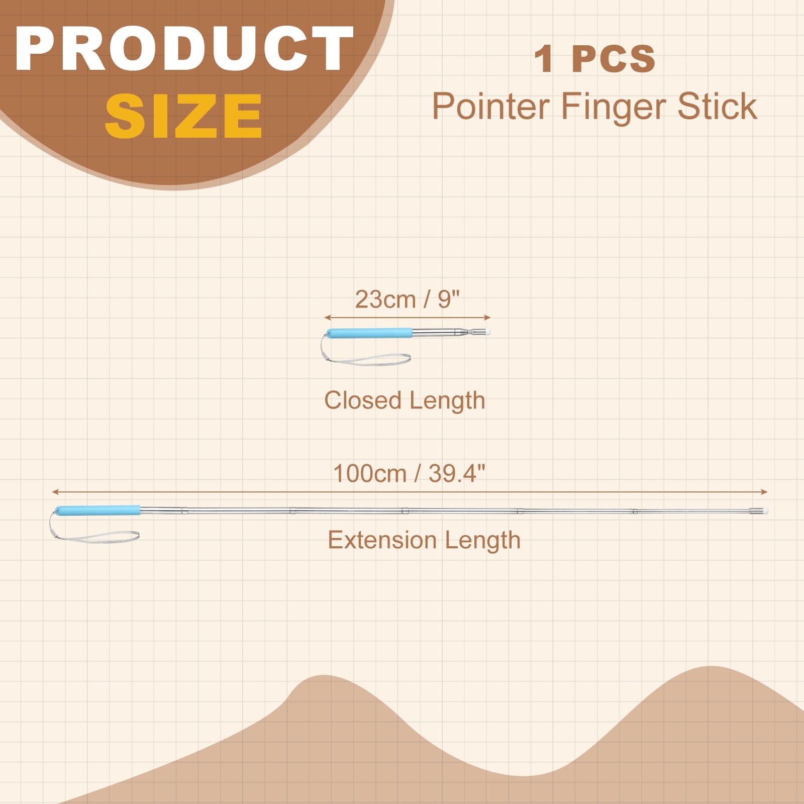 1Pcs, Pointer Finger Stick 39.4" Infrared Screen Teacher Pointer Blue