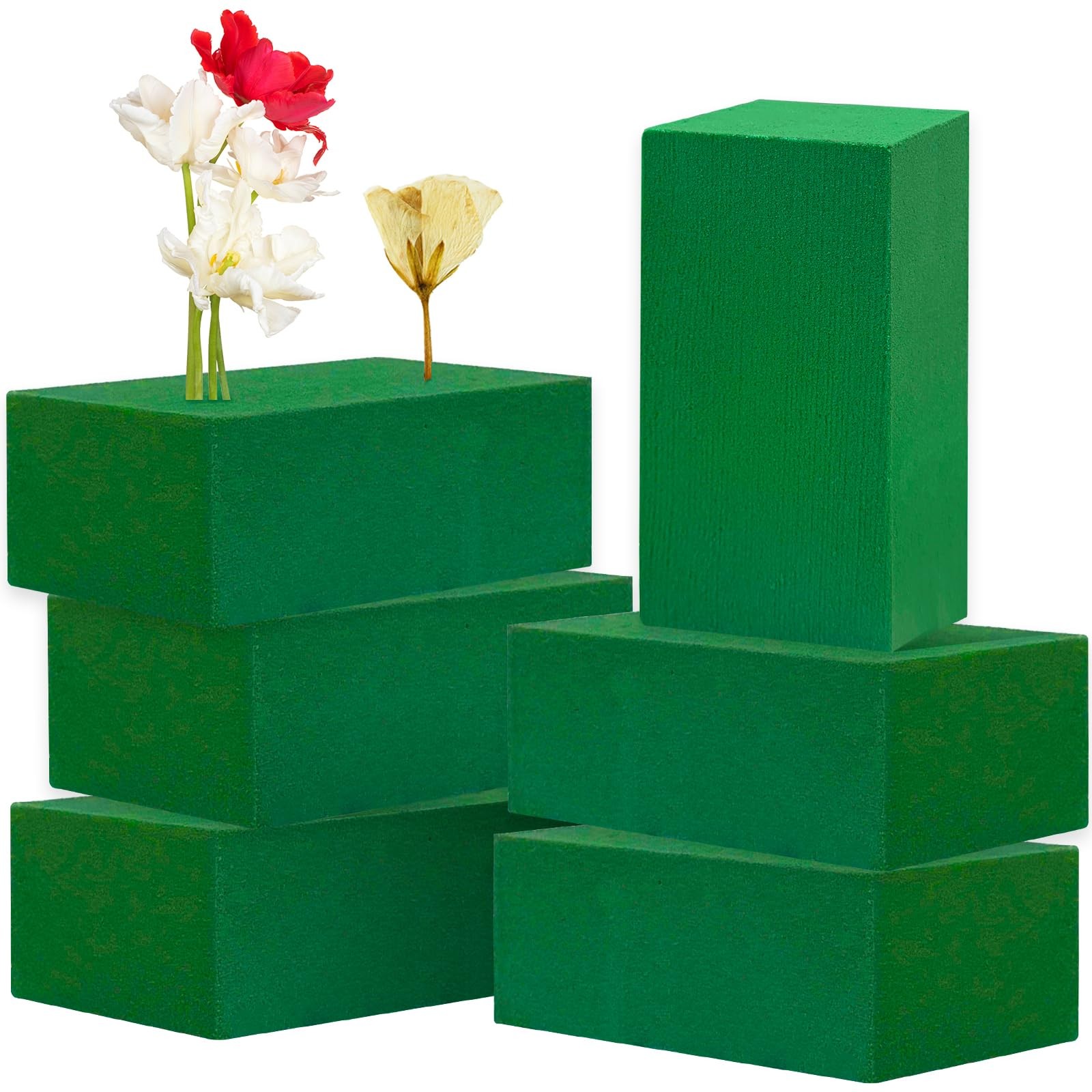 6 Pcs Flower Foam Blocks,Green Plant Foam,Wet & Dry Green Floral