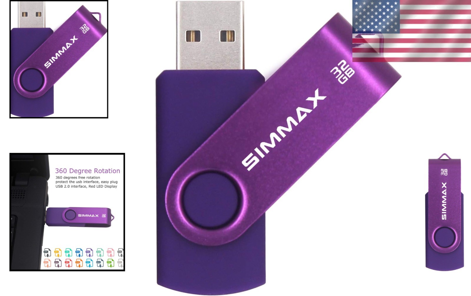 Elegant 32GB USB 2.0 Swivel Thumb Drive - Lightweight Flash Storage Solution
