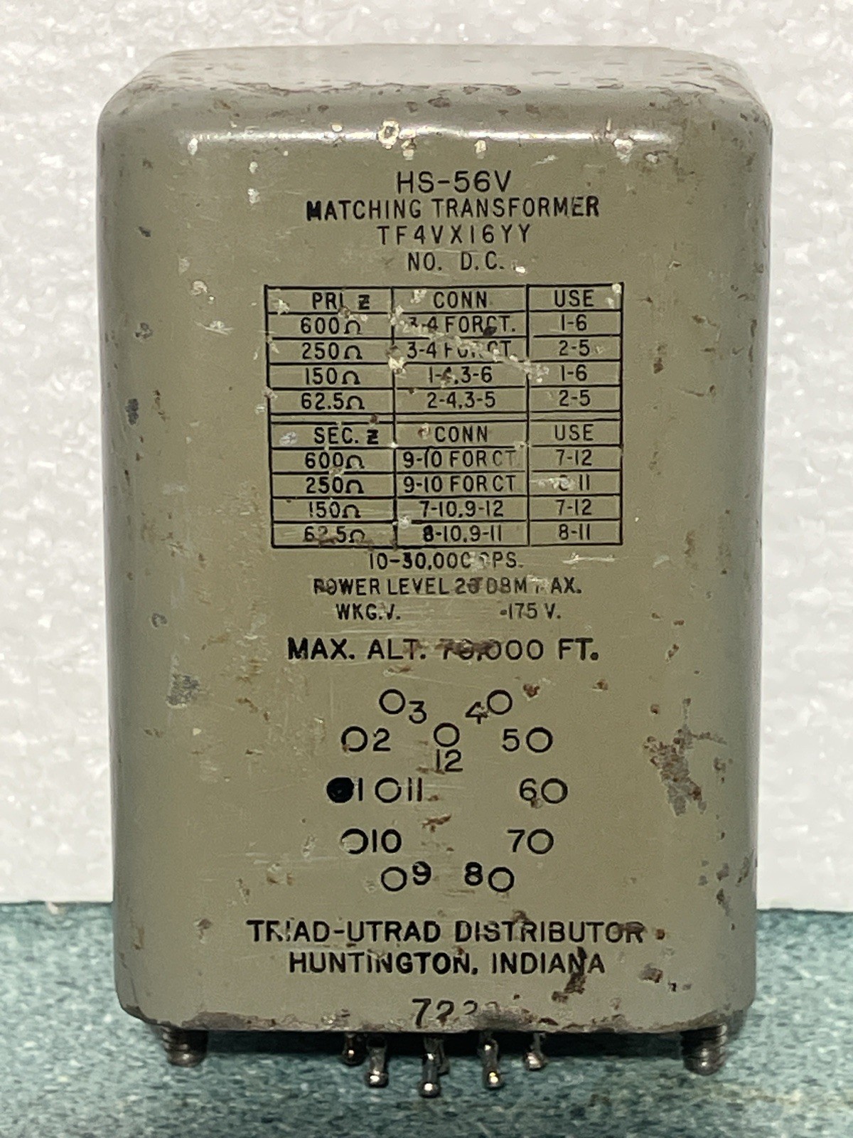 Triad HS-56V - Audio Matching Transformer TF4VX16YY - 10-30,000 CPS - BROKE PIN