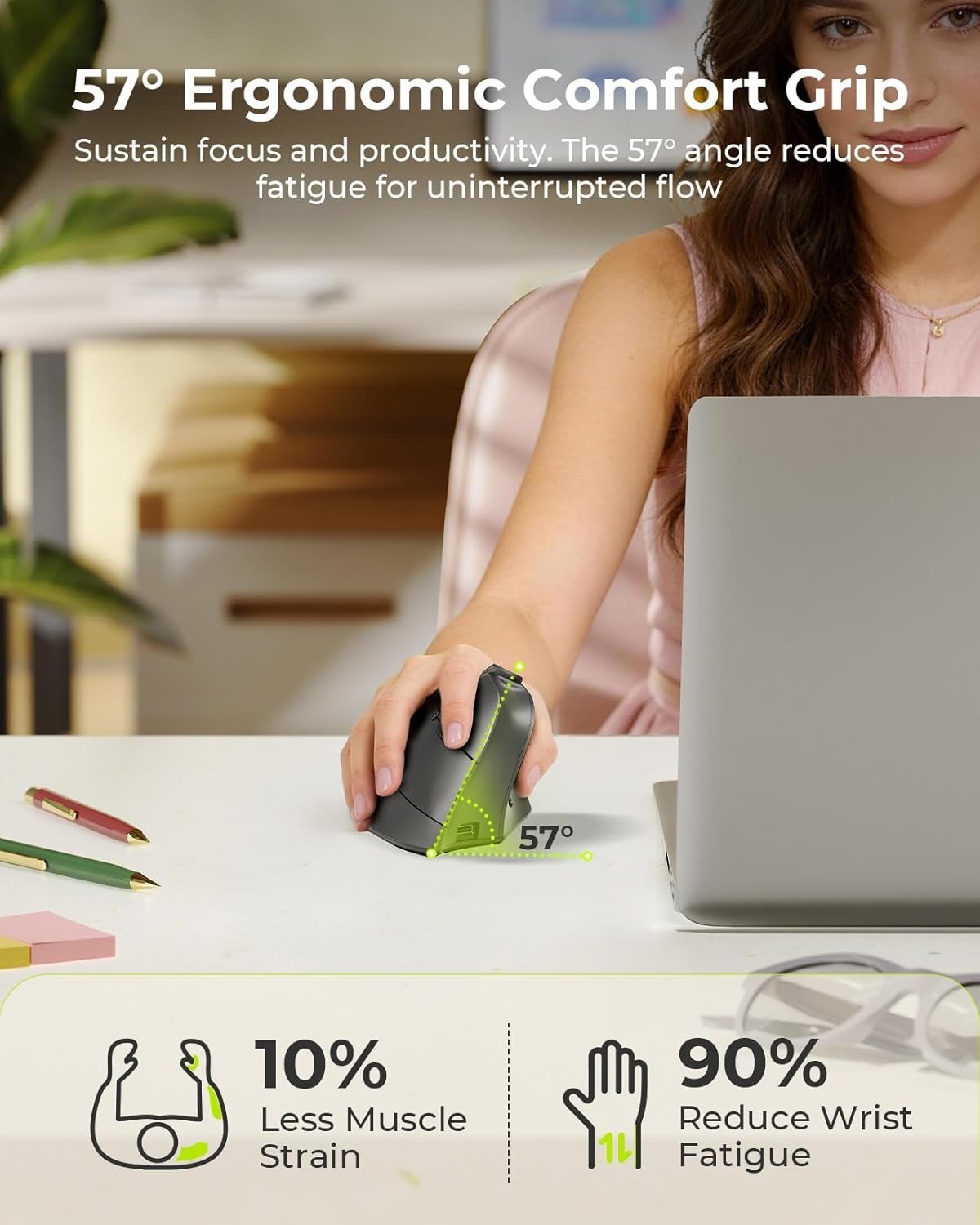 Ergonomic Mouse Wireless, MOU-302 Bluetooth Vertical Mouse Rechargeable, Volu...