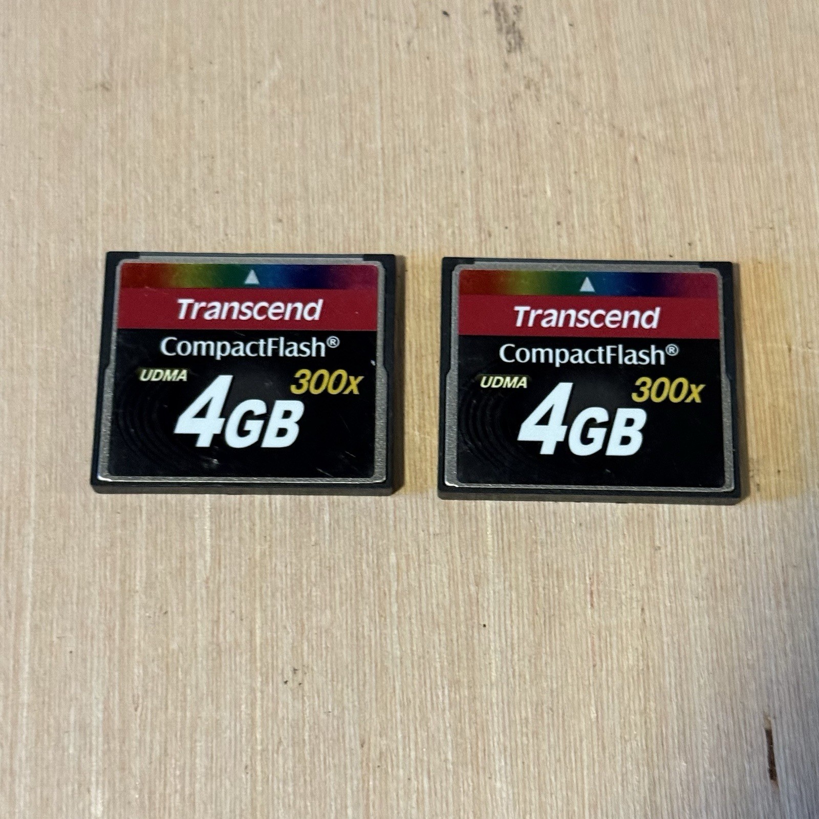 2-Transcend 4GB Compact Flash Memory Card UDMA 300x Preowned “UNTESTED”Read Blw!