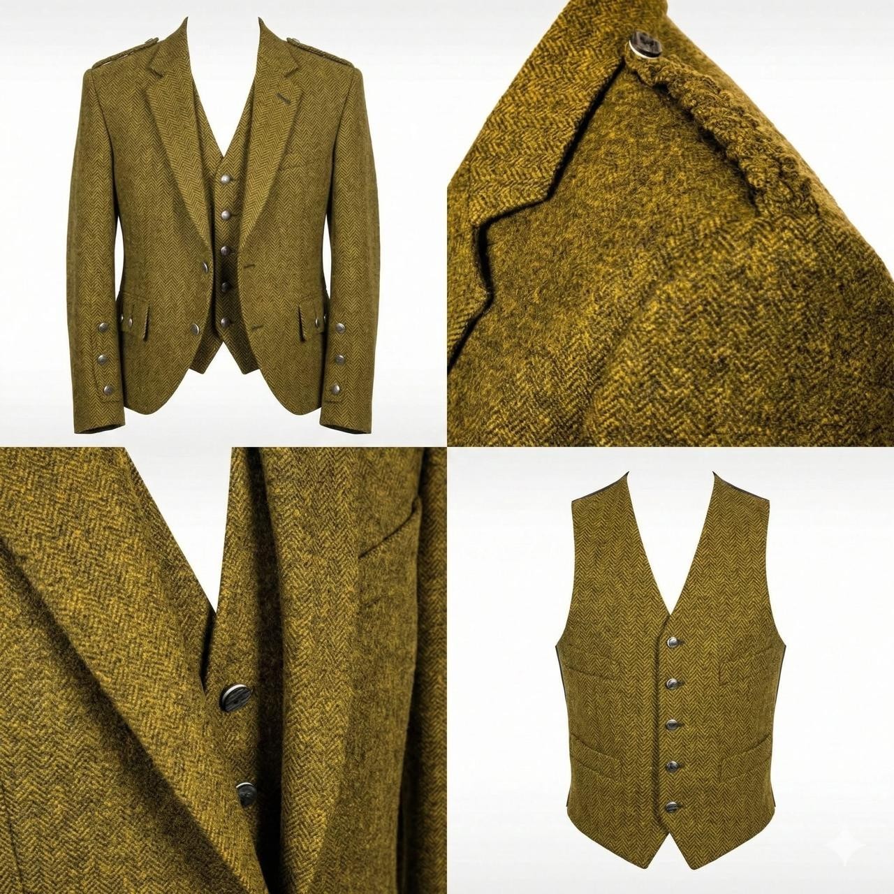 Men's Scottish Tweed Wool Argyle Kilt Jacket | Tweed Wedding Jackets