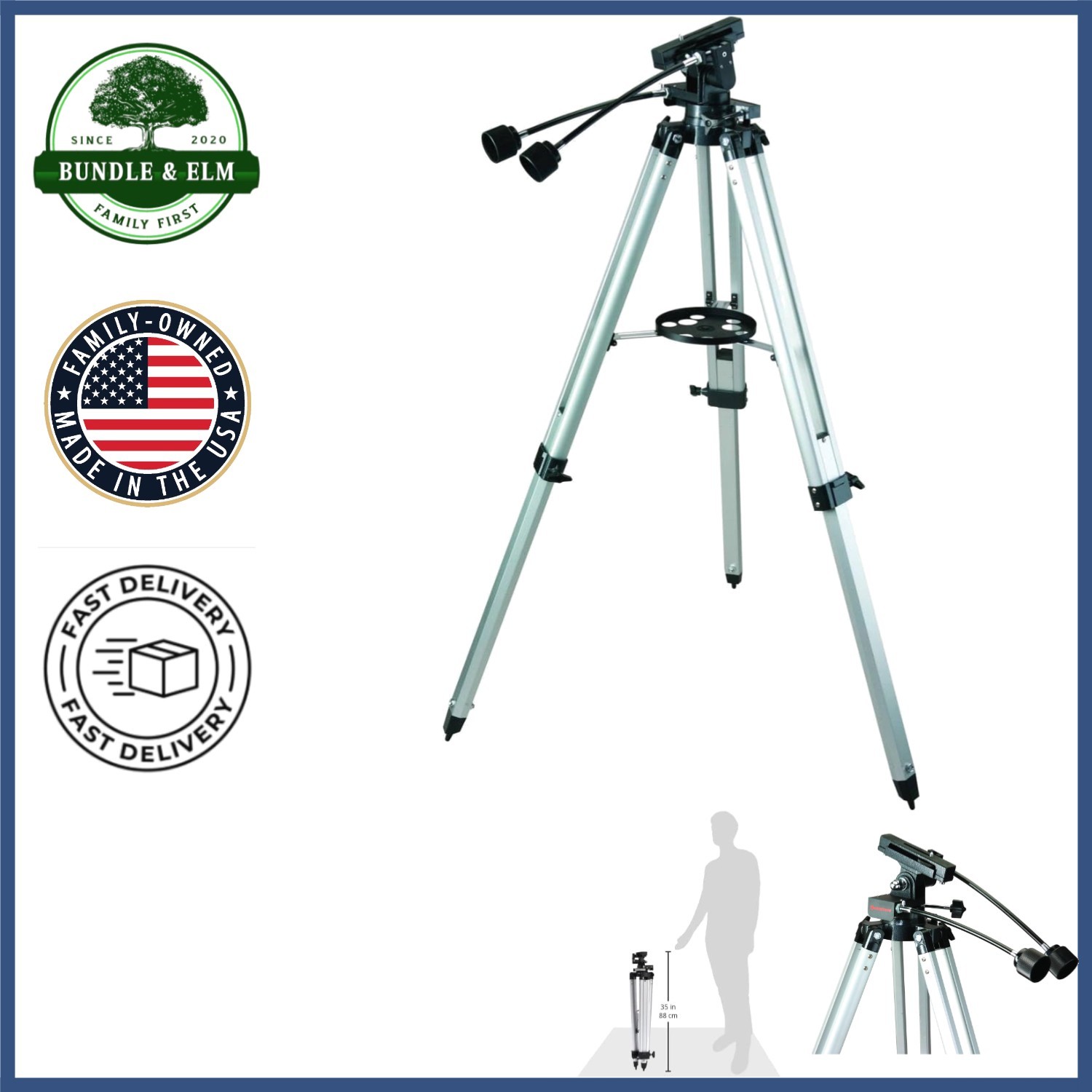 Heavy Duty Alt-Azimuth Tripod for Spotting Scope, Camera and Small Telescope